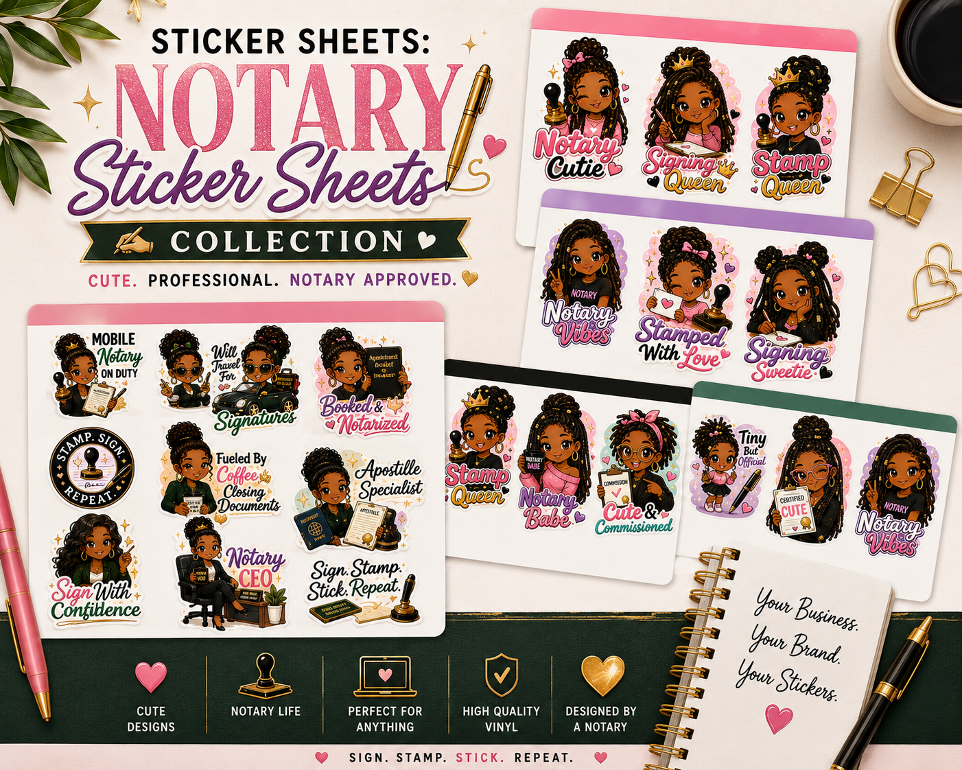 Sticker Sheets: Notary Sticker Sheets ✍🏽 Collection