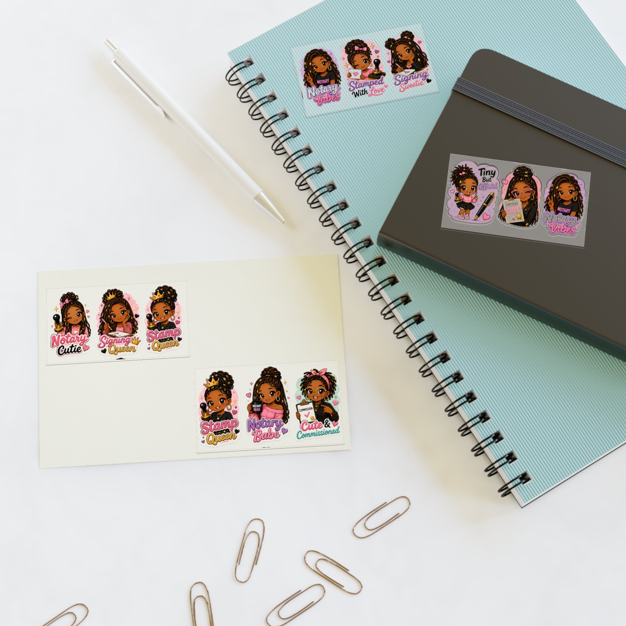Black Girl Notary Sticker Sheet — Cute & Commissioned Notary Stickers