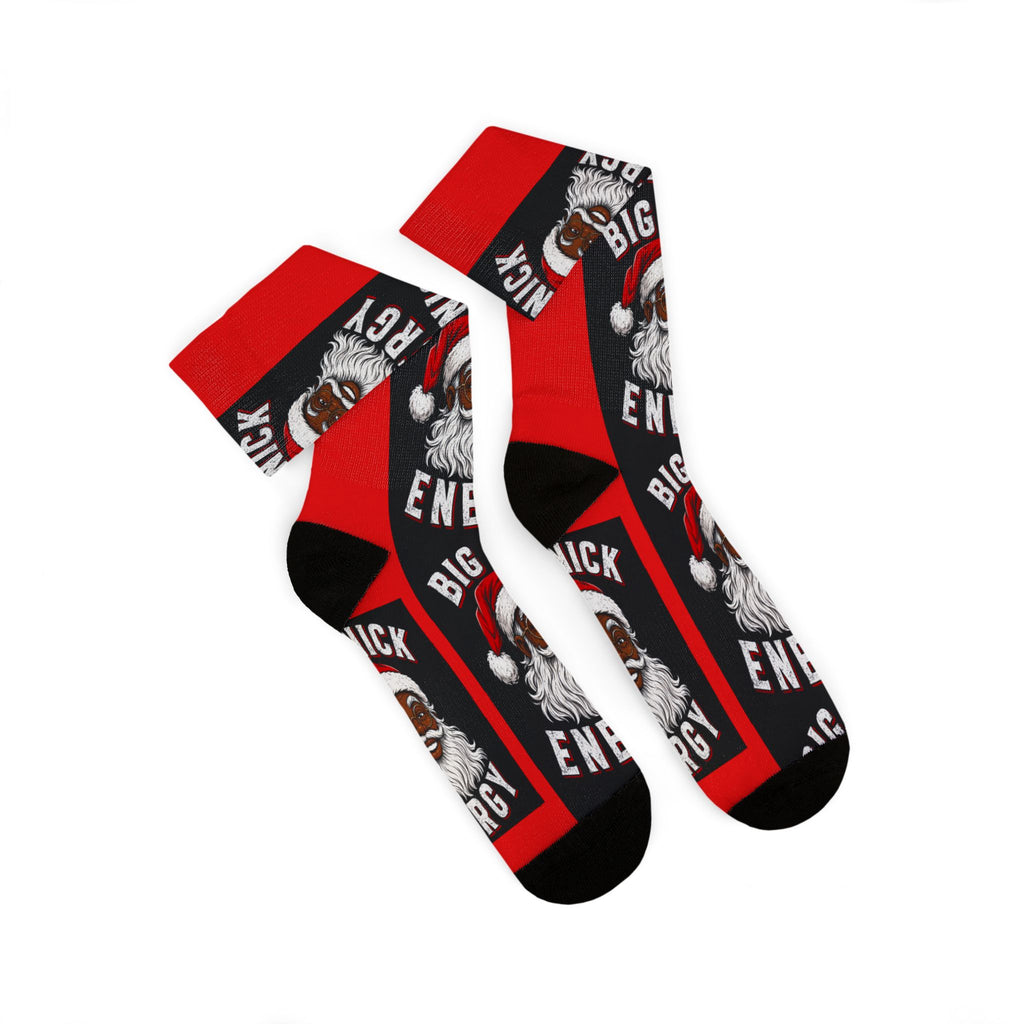 Big Nick Energy Christmas Socks | Funny Santa Holiday Crew Socks | Festive Stocking Stuffer