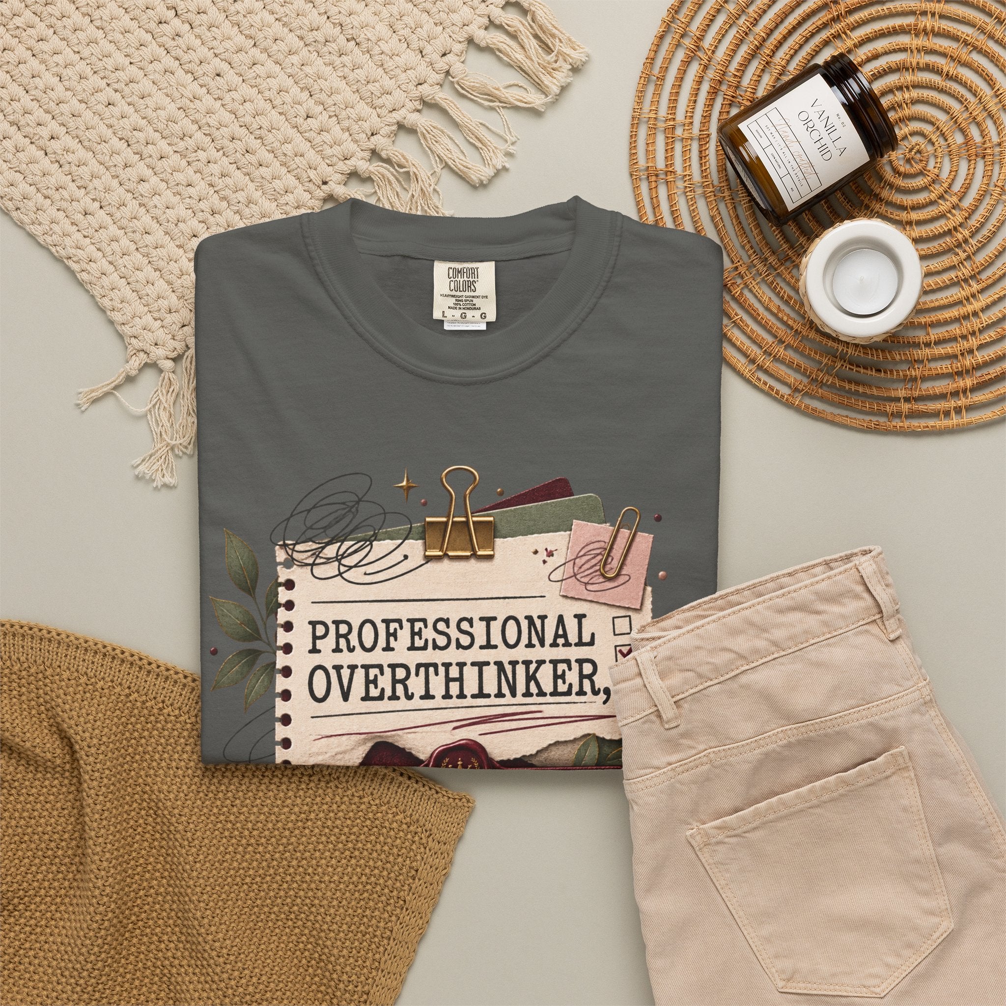 Professional Overthinker Part-Time CEO T-Shirt | Funny Small Business Owner Graphic Tee | Entrepreneur Gift | Garment-Dyed Shirt