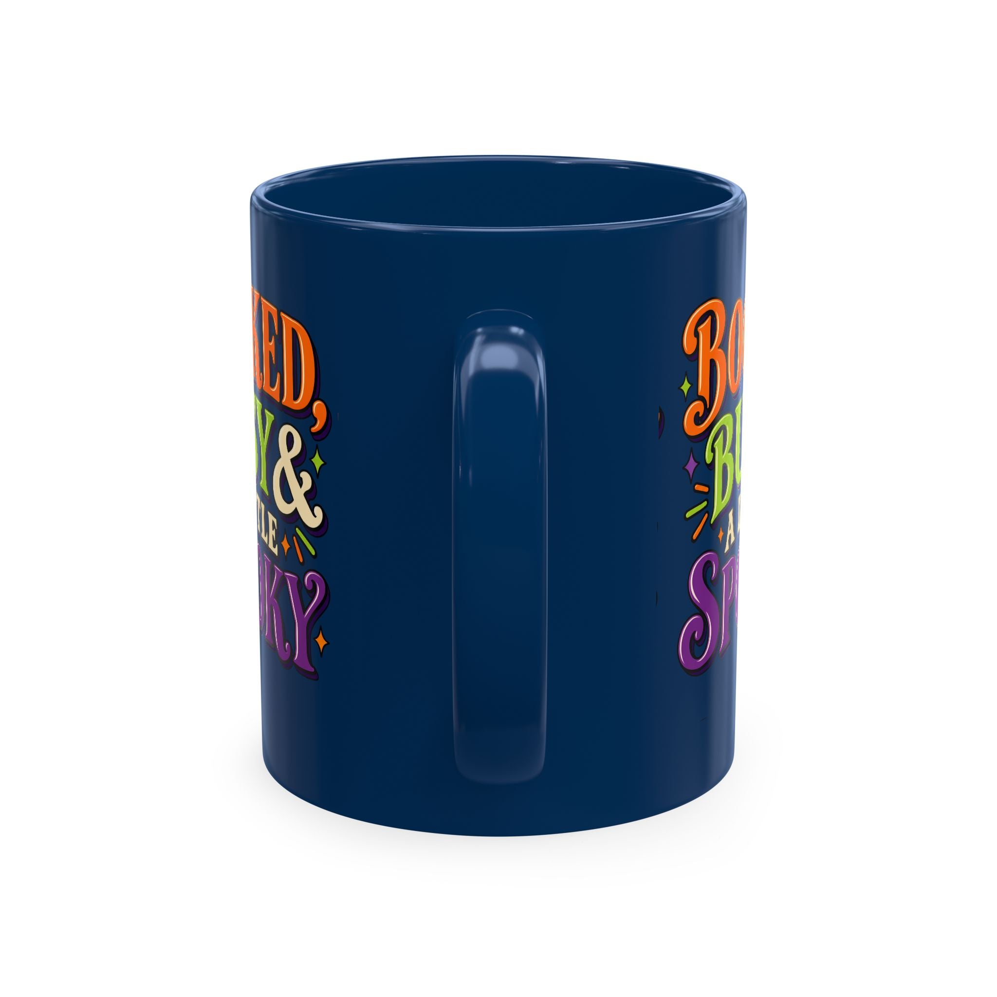 Booked, Busy & a Little Spooky Mug — Halloween Book Lover Coffee Cup