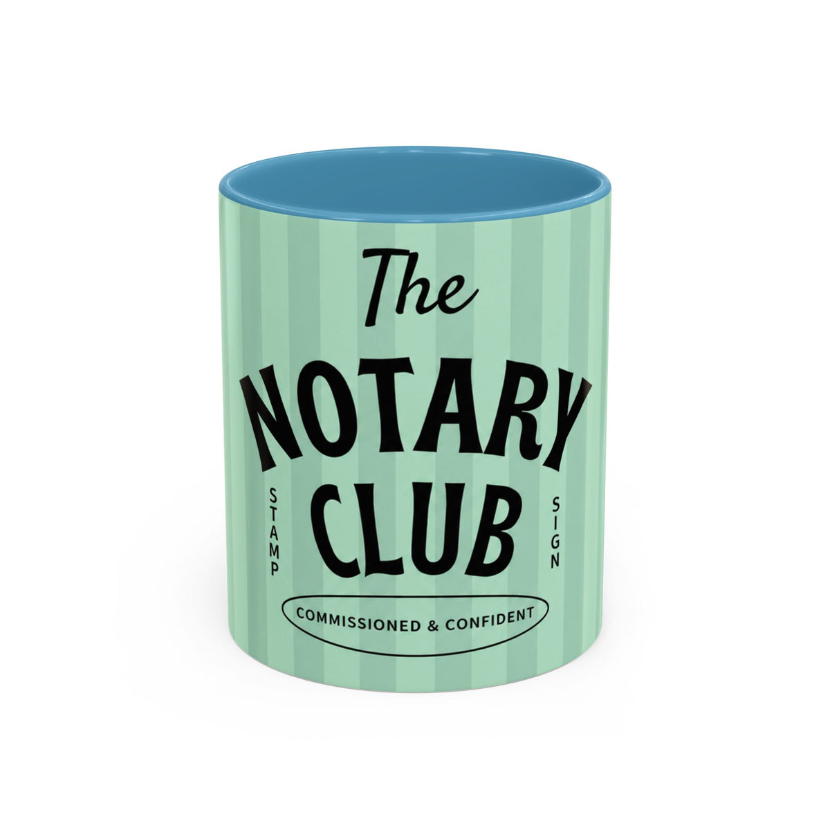 The Notary Club Accent Coffee Mug — Commissioned & Confident Notary Public Gift