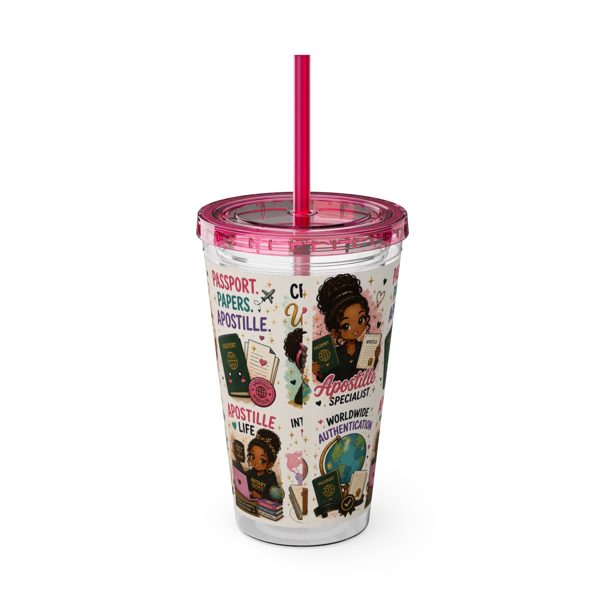 16 oz Acrylic Tumbler – Apostille Specialist Travel Collection | Double-Wall Notary Cup with Straw