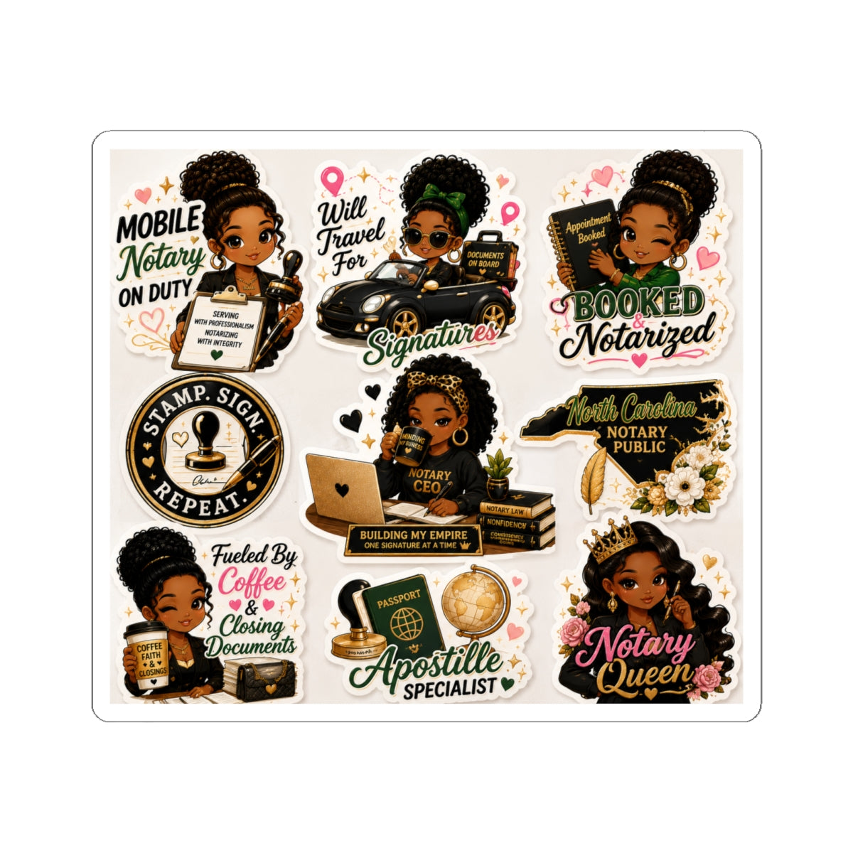 👑 Notary Boss Collection | Premium Kawaii Vinyl Stickers