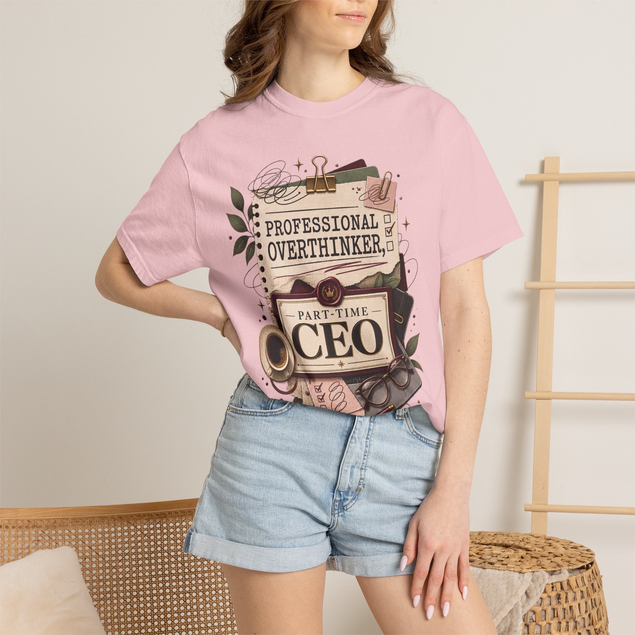 Professional Overthinker Part-Time CEO T-Shirt | Funny Small Business Owner Graphic Tee | Entrepreneur Gift | Garment-Dyed Shirt
