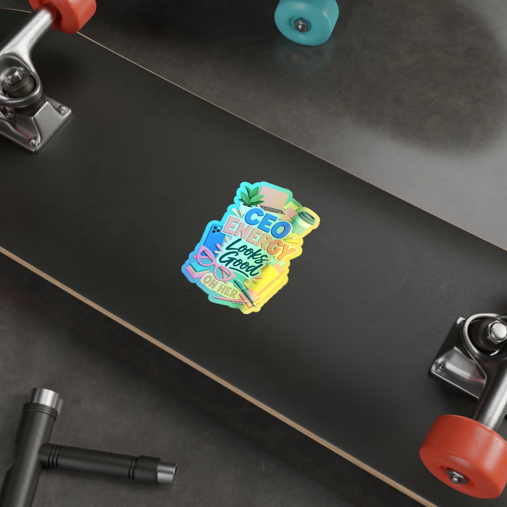 CEO Energy Looks Good on Her Holographic Sticker | Women in Business Decal | Female Entrepreneur Laptop Sticker | Boss Gift