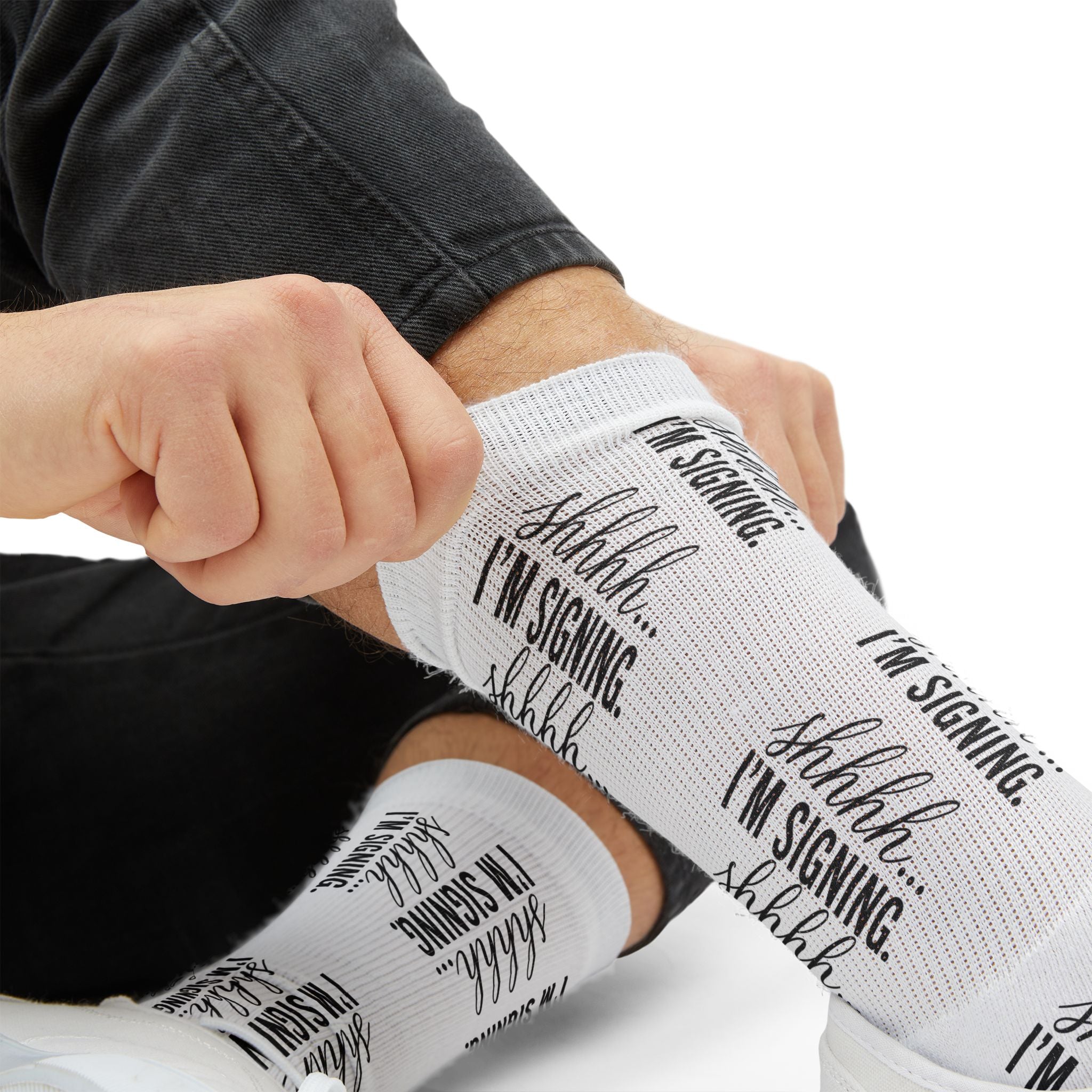Shhh... I'm Signing. Funny Notary Crew Socks