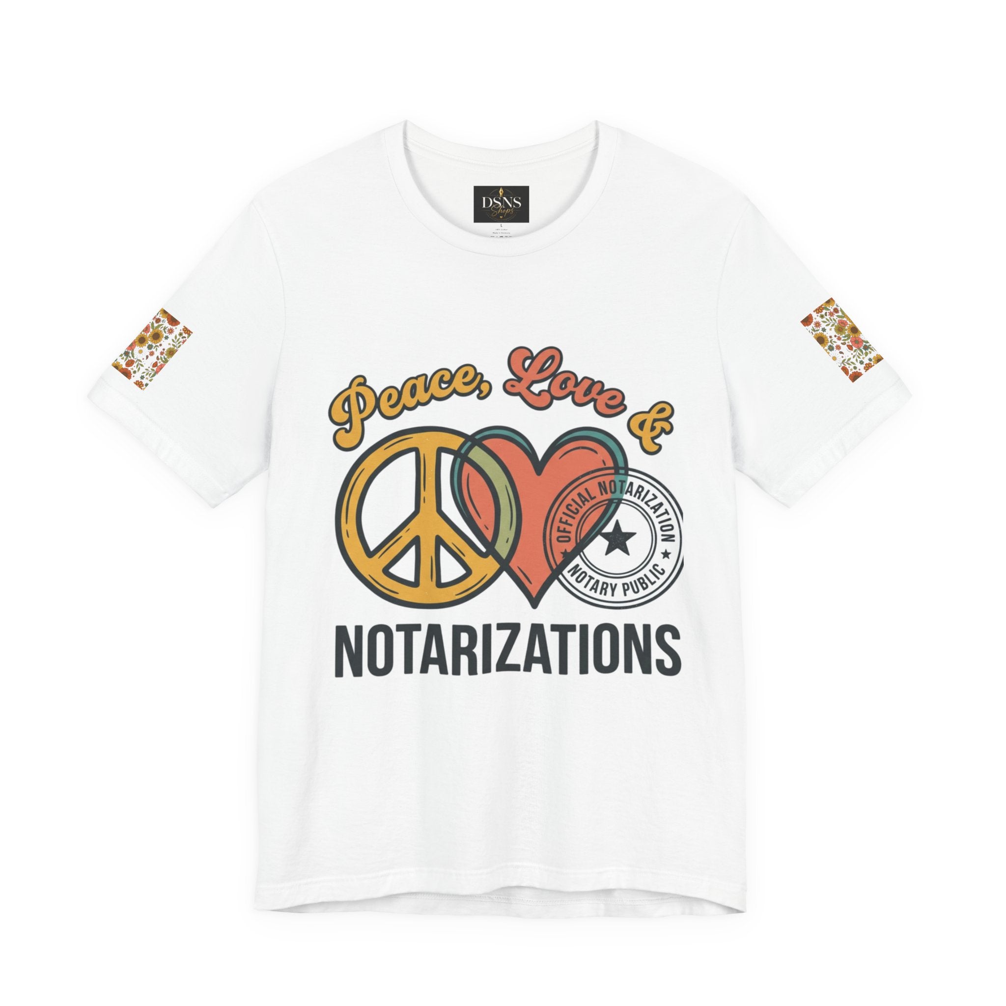 Peace, Love & Notarizations Unisex Jersey T-Shirt ☮️❤️🖋️