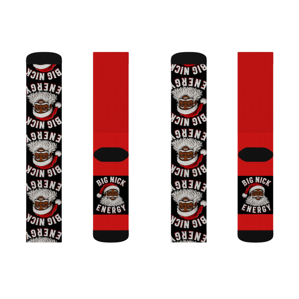 Big Nick Energy Christmas Socks | Funny Santa Holiday Crew Socks | Festive Stocking Stuffer