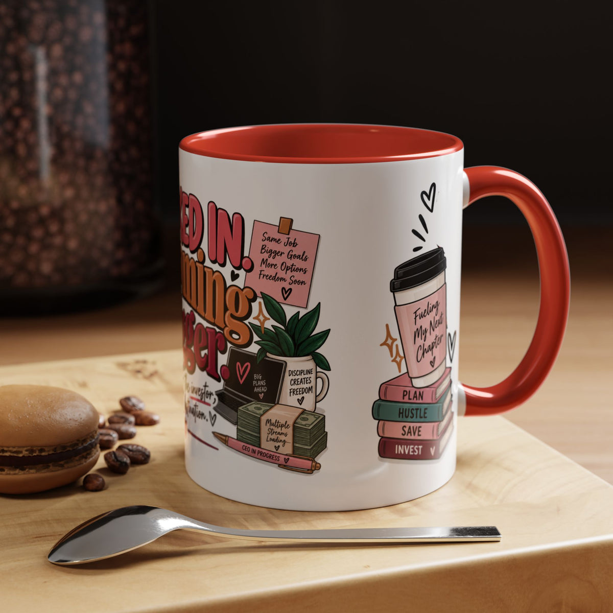 Clocked In, Dreaming Bigger Ceramic Mug — Side Hustle & Entrepreneur Coffee Cup