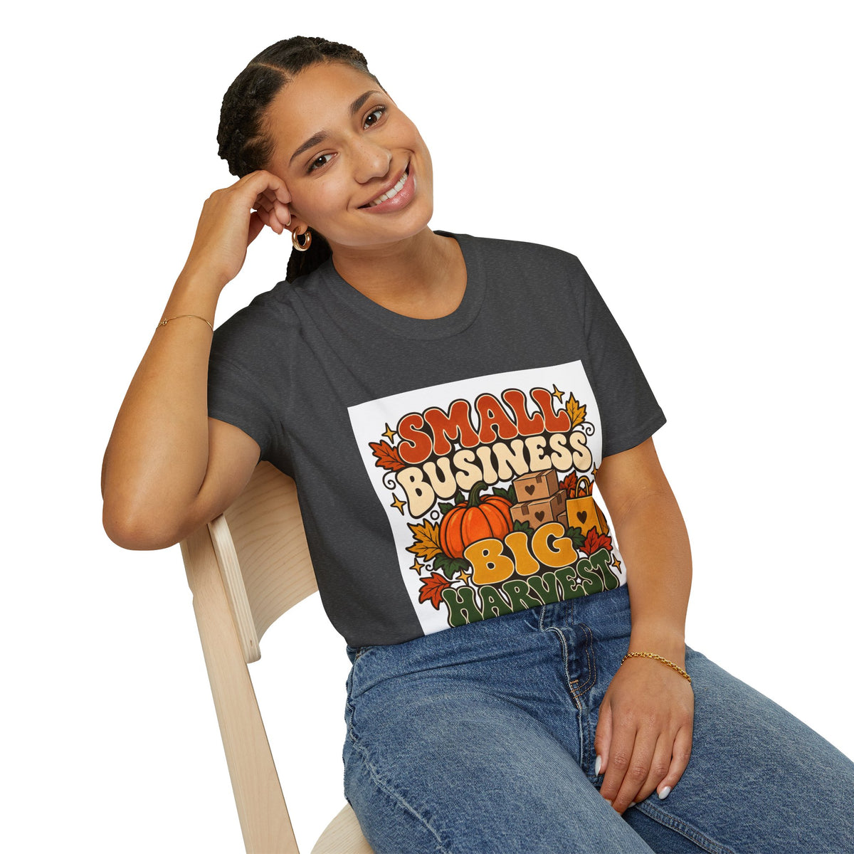 Small Business Big Harvest Graphic T-Shirt — Retro Fall Entrepreneur Tee