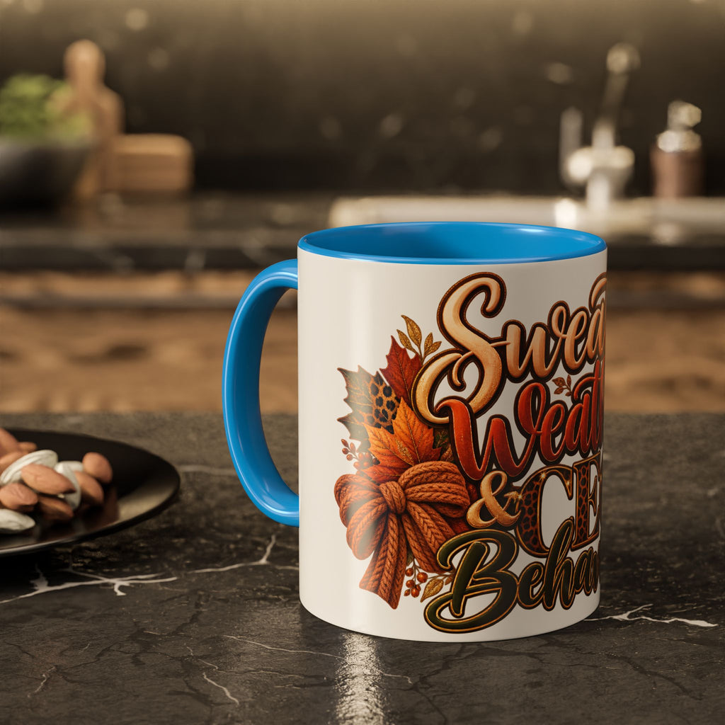 Sweater Weather & CEO Behavior Mug – Fall Pumpkin Latte Seasonal Coffee Cup (11oz/15oz)