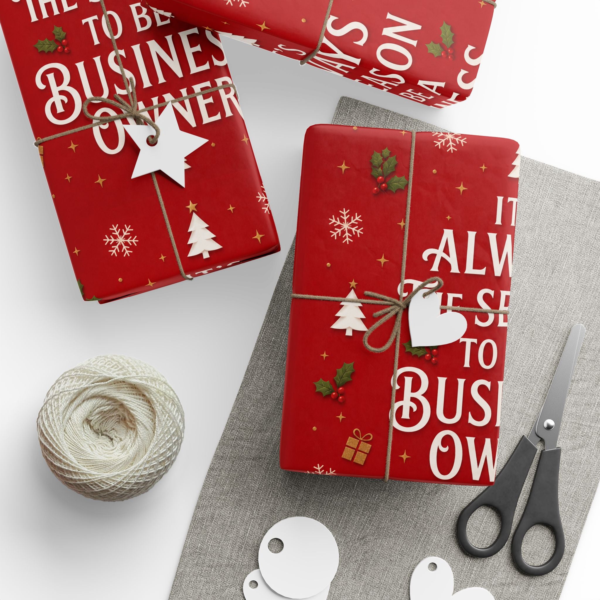 🎄 It’s Always the Season to Be a Business Owner Wrapping Paper – Red Holiday Entrepreneur Gift Wrap 🎁