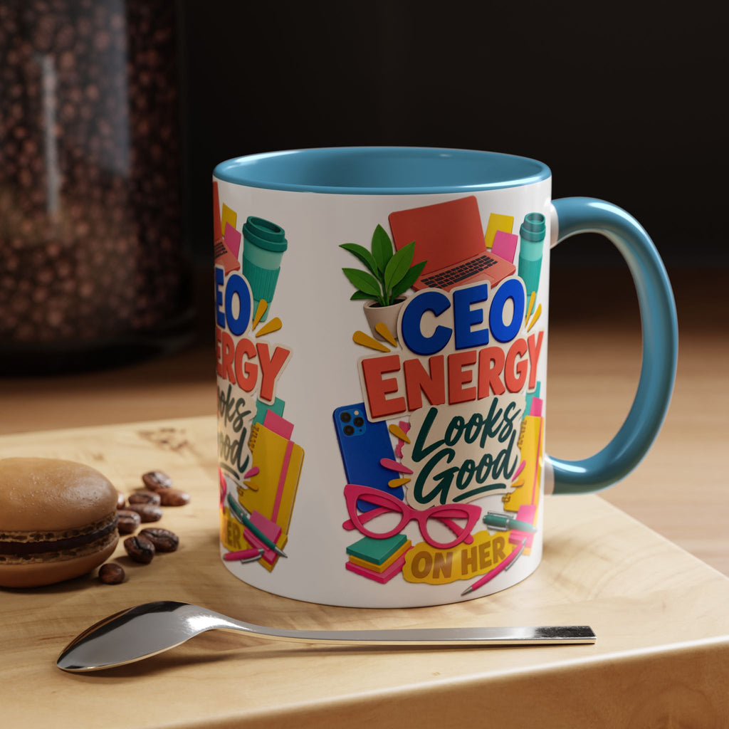 CEO Energy Looks Good on Her Mug | Women in Business Coffee Cup | Female Entrepreneur Gift | Boss Lady Office Mug
