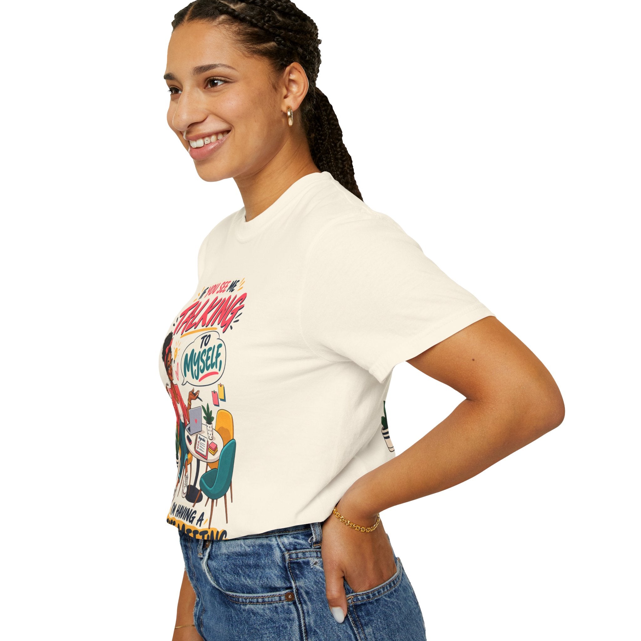 Funny Small Business Owner T-Shirt — “If You See Me Talking to Myself” Staff Meeting Graphic Tee