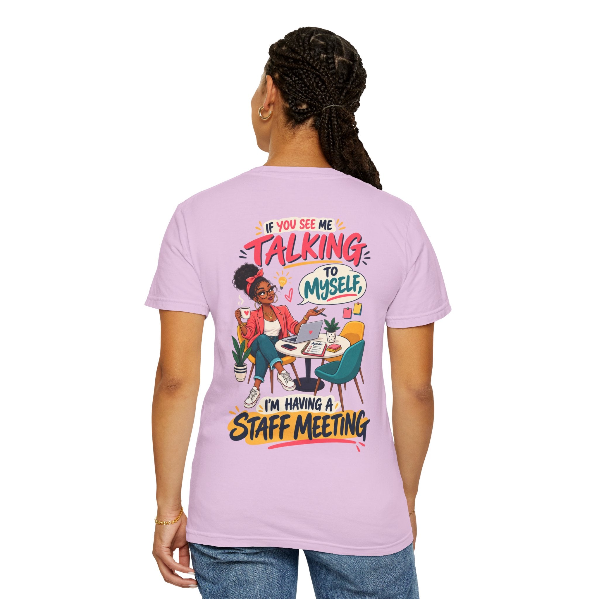 Funny Small Business Owner T-Shirt — “If You See Me Talking to Myself” Staff Meeting Graphic Tee