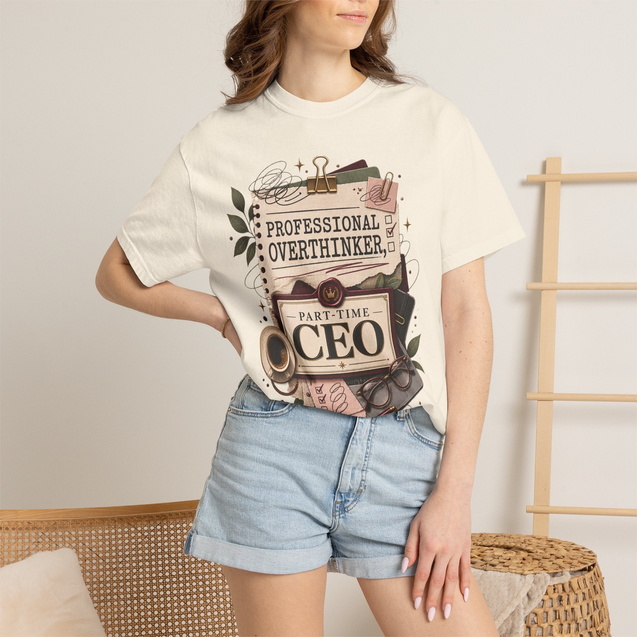 Professional Overthinker Part-Time CEO T-Shirt | Funny Small Business Owner Graphic Tee | Entrepreneur Gift | Garment-Dyed Shirt