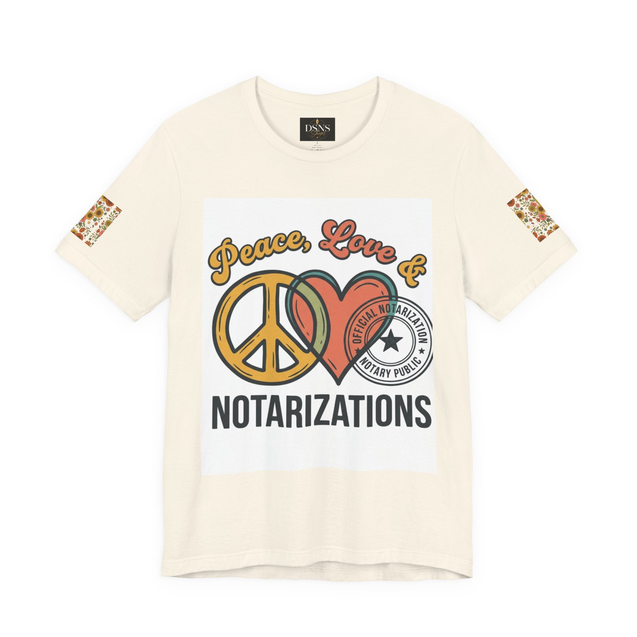 Peace, Love & Notarizations Unisex Jersey T-Shirt ☮️❤️🖋️