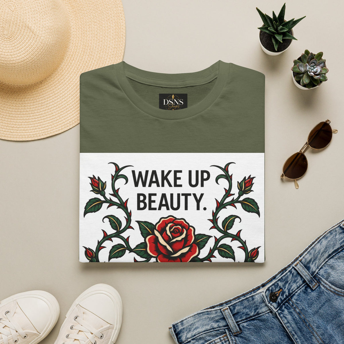 Wake Up Beauty, It’s Time to Beast Tee — Rose & Thorn Graphic Shirt