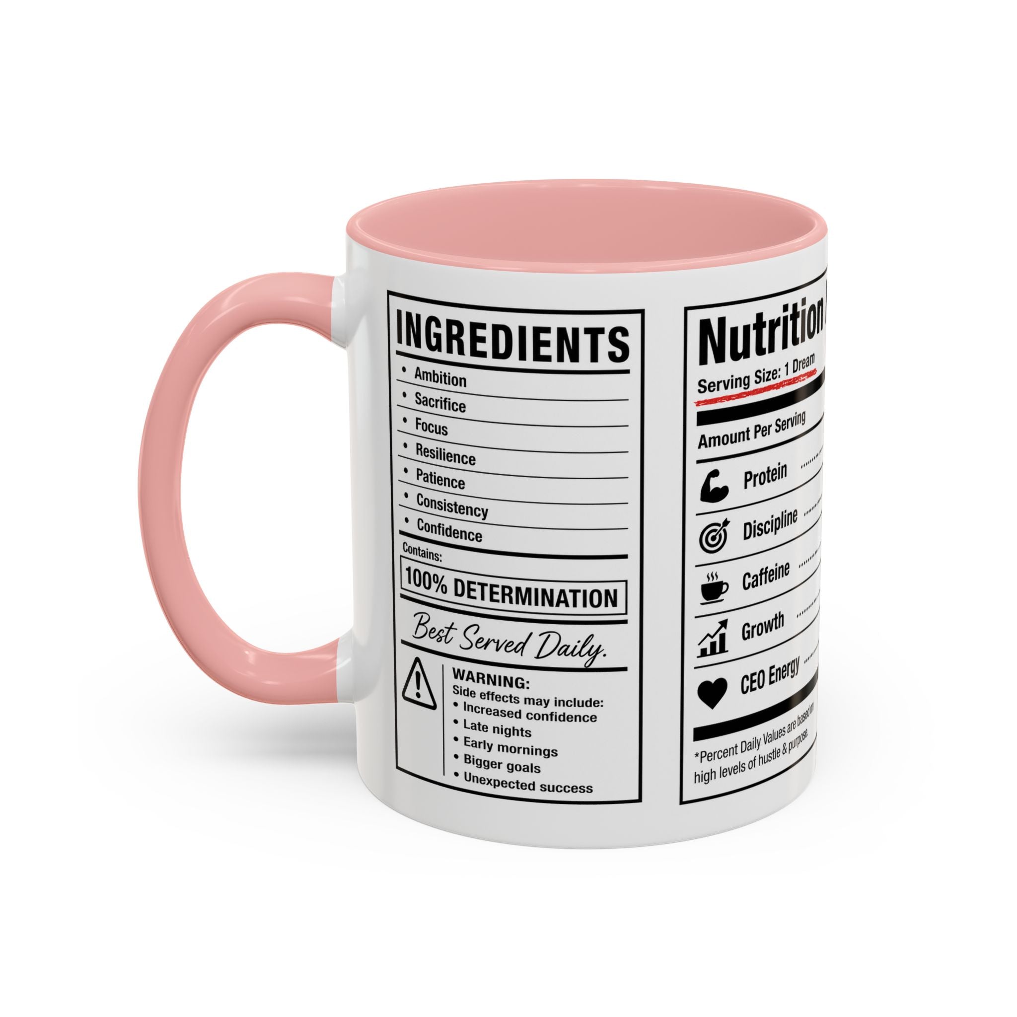 Entrepreneur Nutrition Facts Accent Coffee Mug | CEO Motivation Coffee Cup (11oz, 15oz)