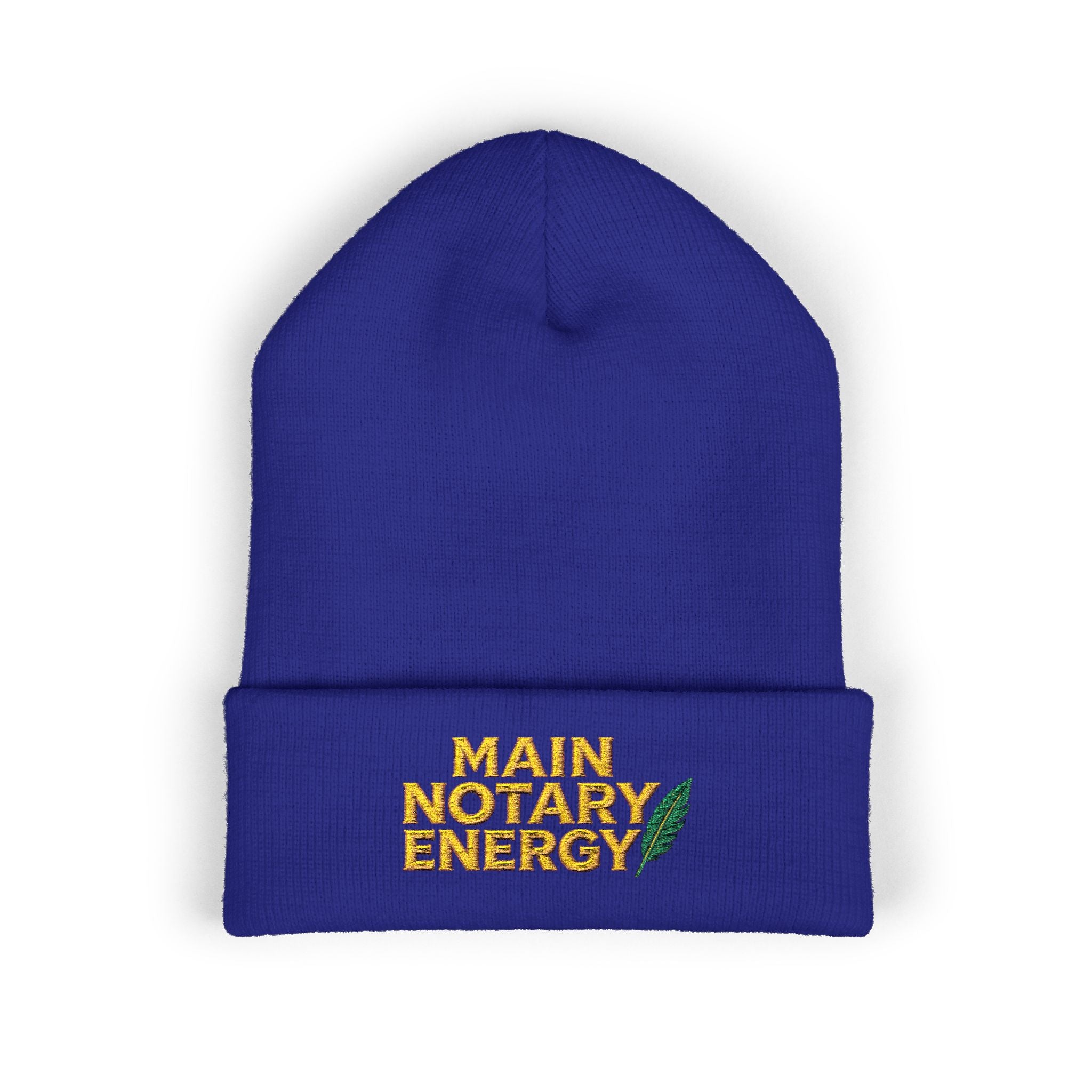 Main Notary Energy Embroidered Cuffed Beanie | Notary Public Gift