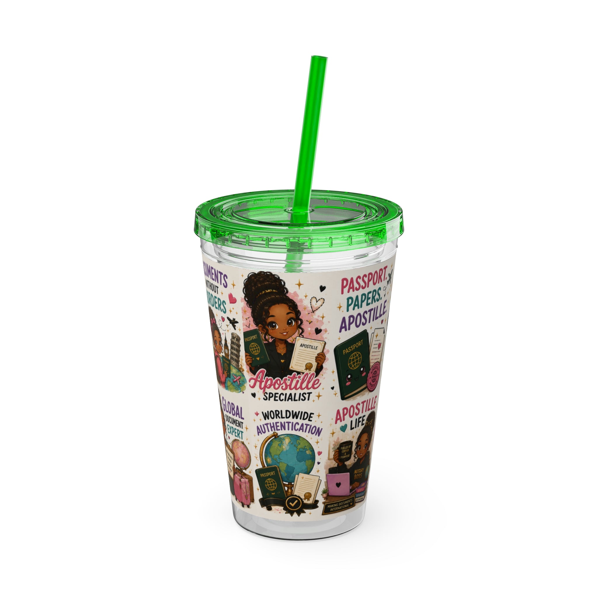 16 oz Acrylic Tumbler – Apostille Specialist Travel Collection | Double-Wall Notary Cup with Straw