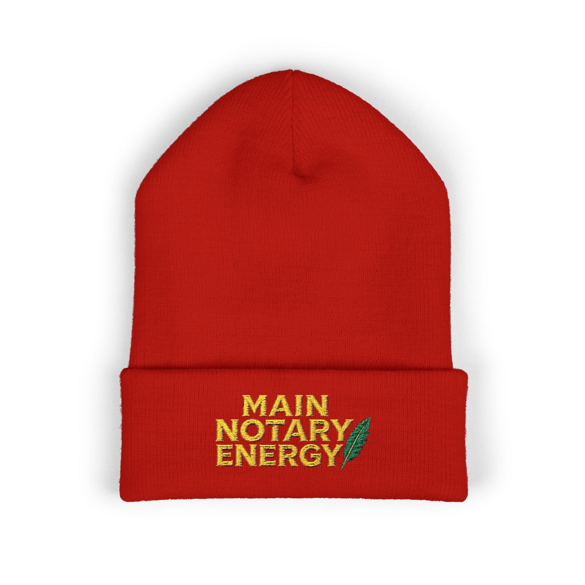 Main Notary Energy Embroidered Cuffed Beanie | Notary Public Gift