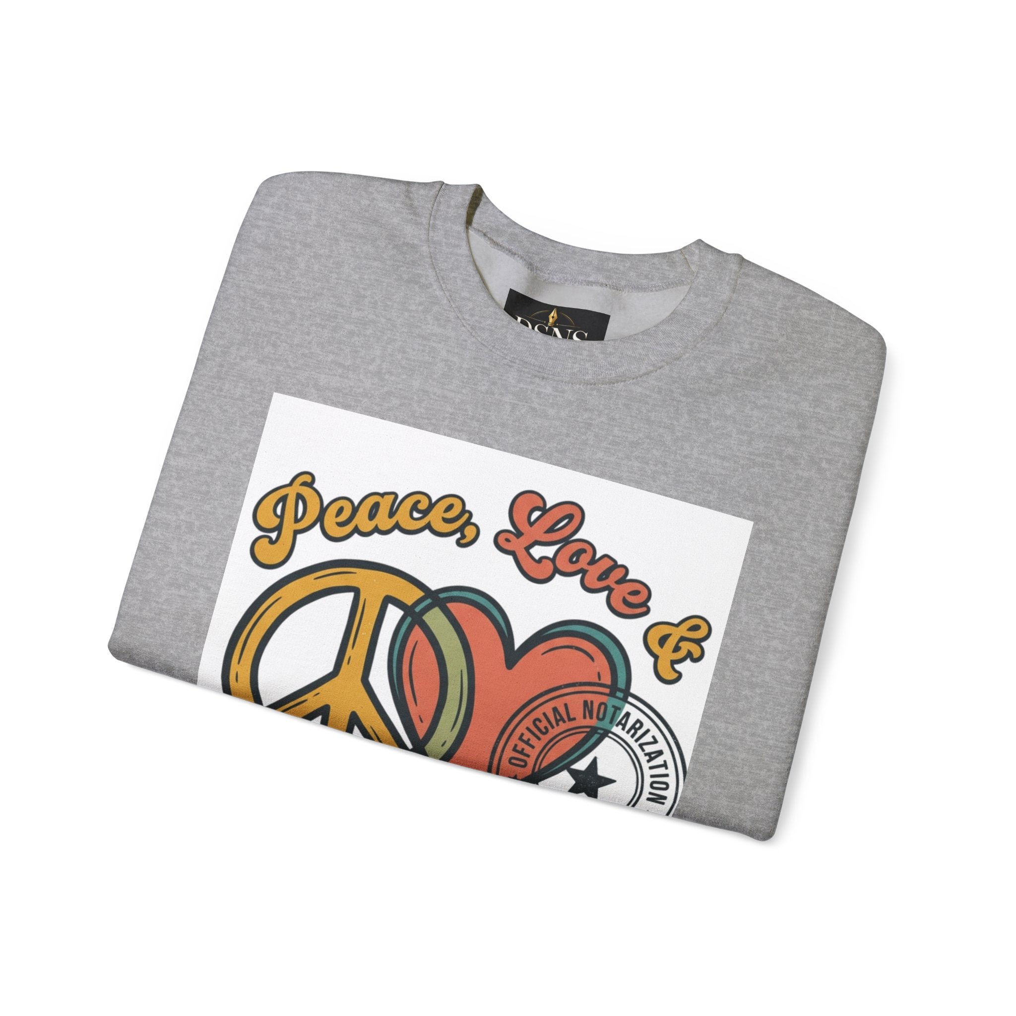 Peace, Love & Notarizations Cozy  Crewneck Sweatshirt ☮️❤️🖋️
