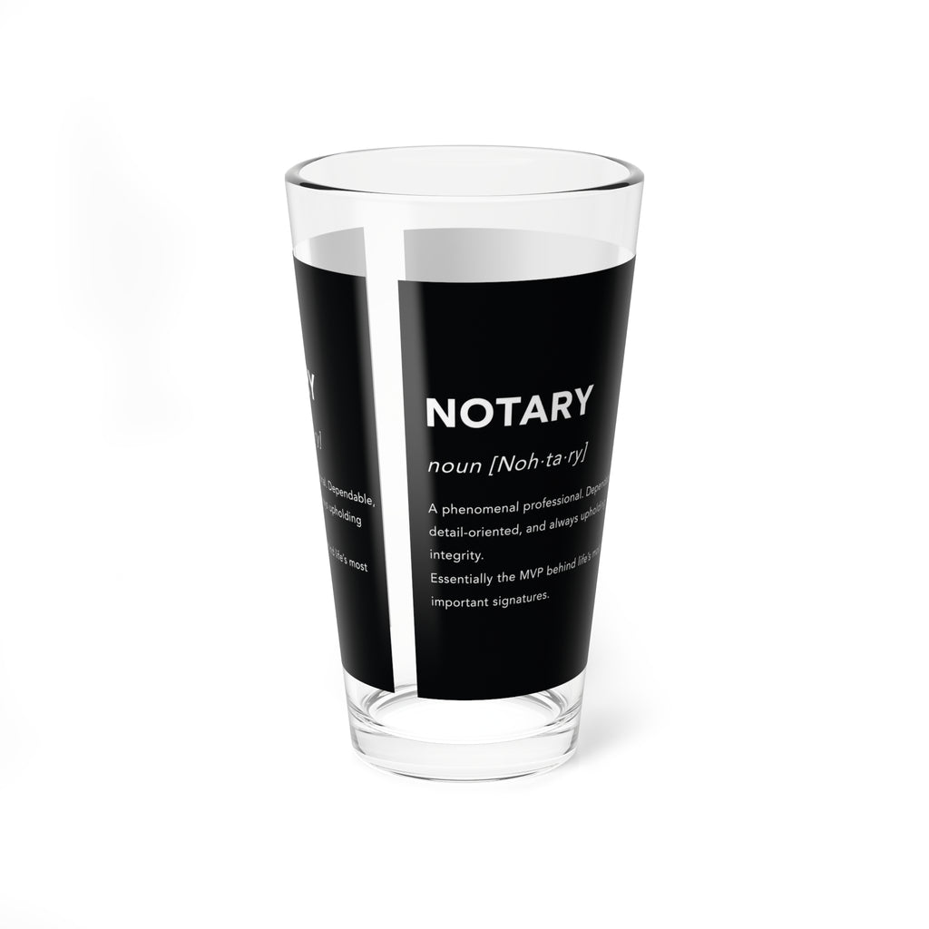 Notary Definition Mixing Glass | 16oz Professional Notary Pint Glass | Notary Public Barware | Loan Signing Agent Gift