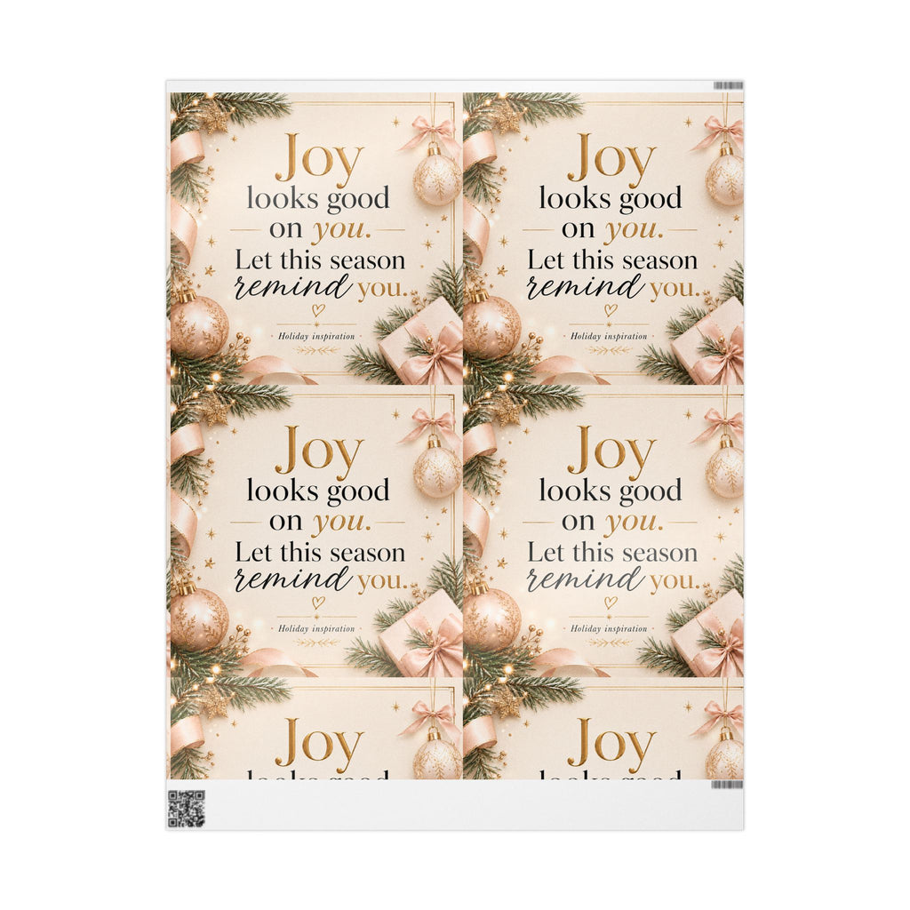 🎄 Joy Looks Good on You Wrapping Paper – Inspirational Holiday Gift Wrap ✨(Elegant Rose Gold & Pine)