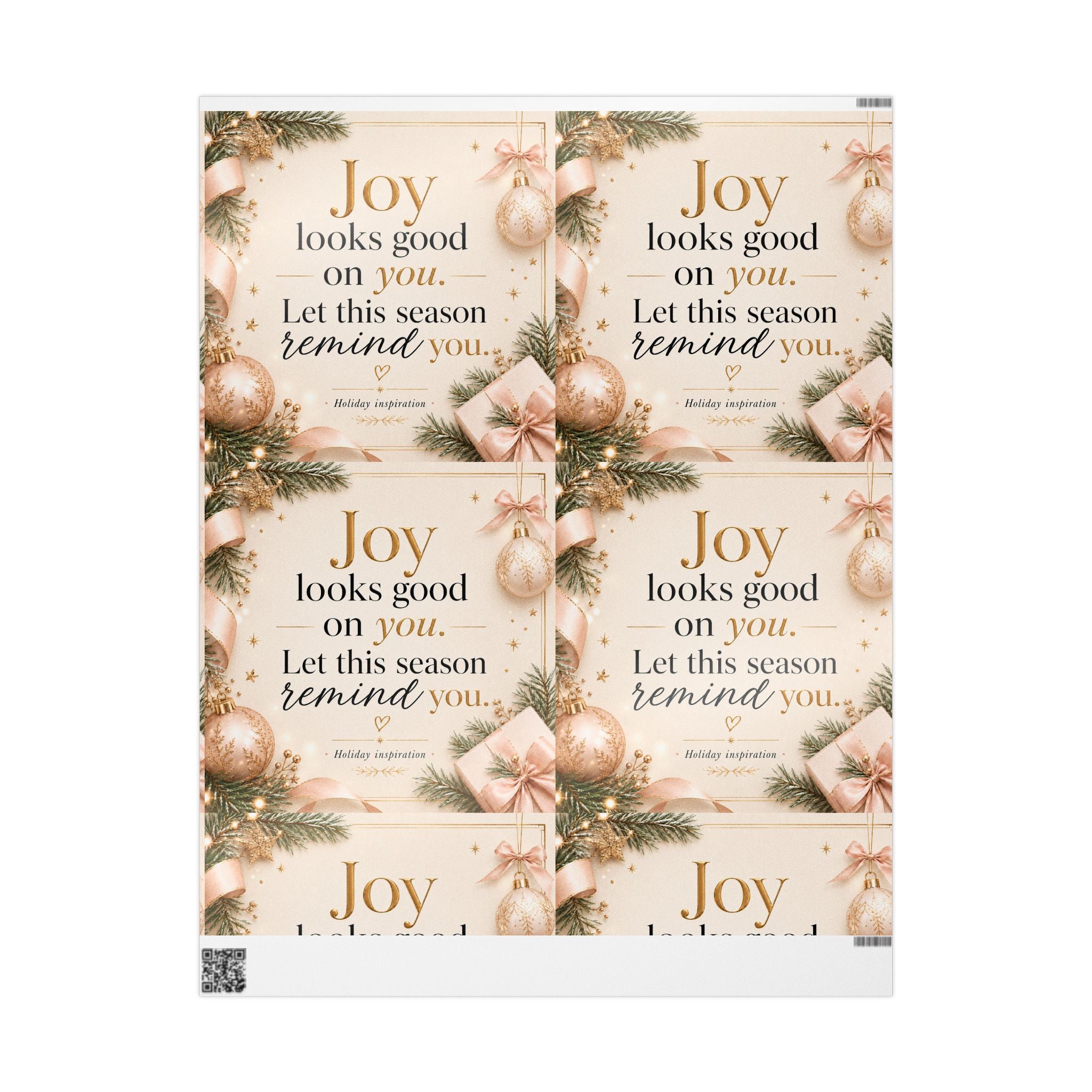 🎄 Joy Looks Good on You Wrapping Paper – Inspirational Holiday Gift Wrap ✨(Elegant Rose Gold & Pine)