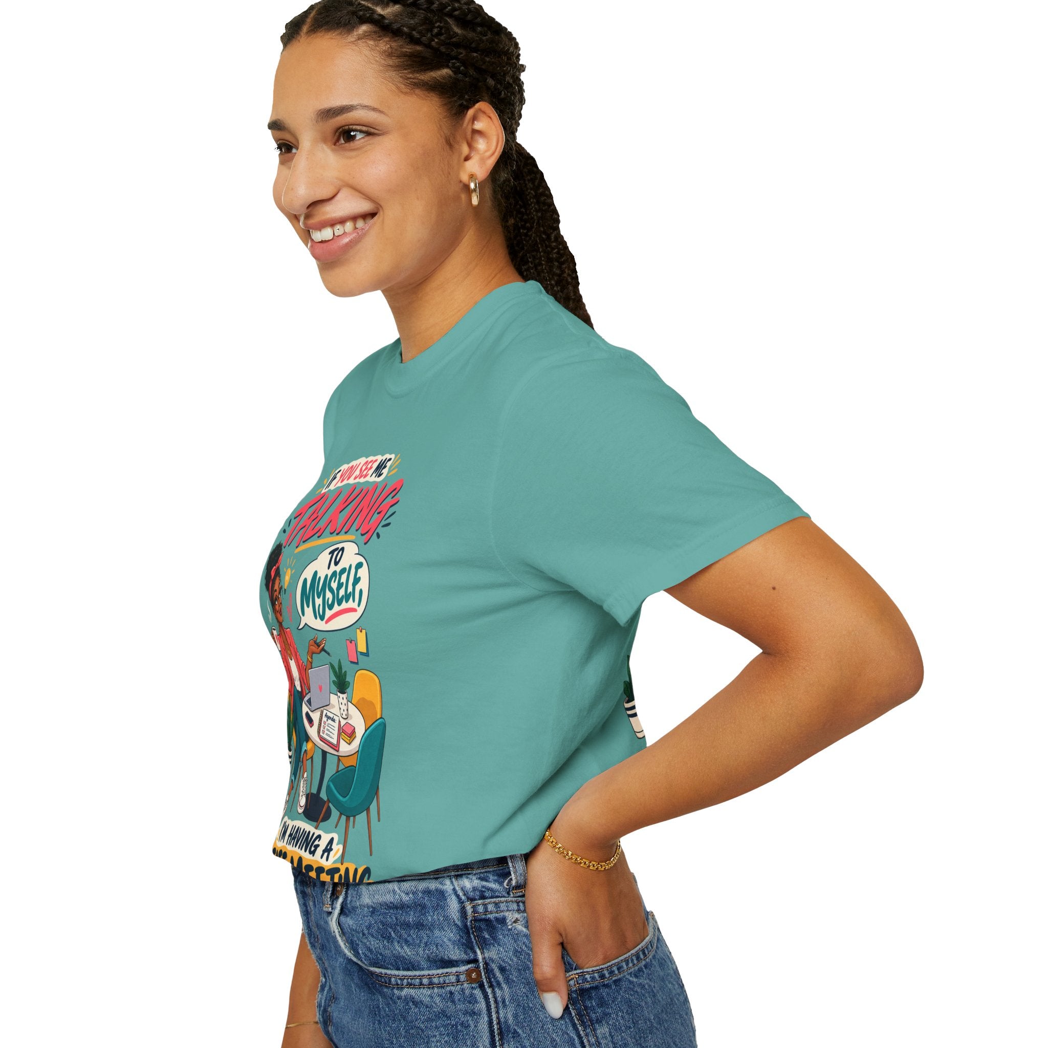 Funny Small Business Owner T-Shirt — “If You See Me Talking to Myself” Staff Meeting Graphic Tee