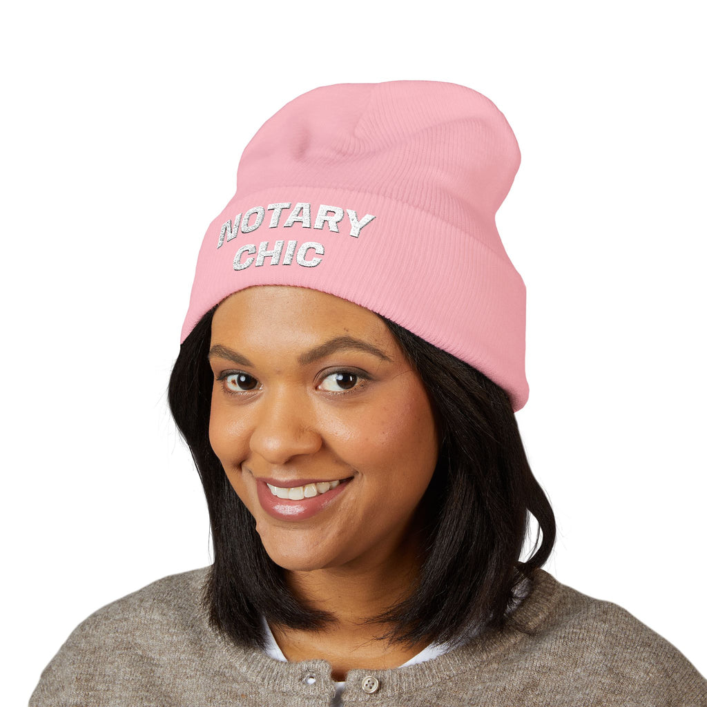 Notary Chic Embroidered Cuffed Beanie | Cozy Notary Public Winter Hat