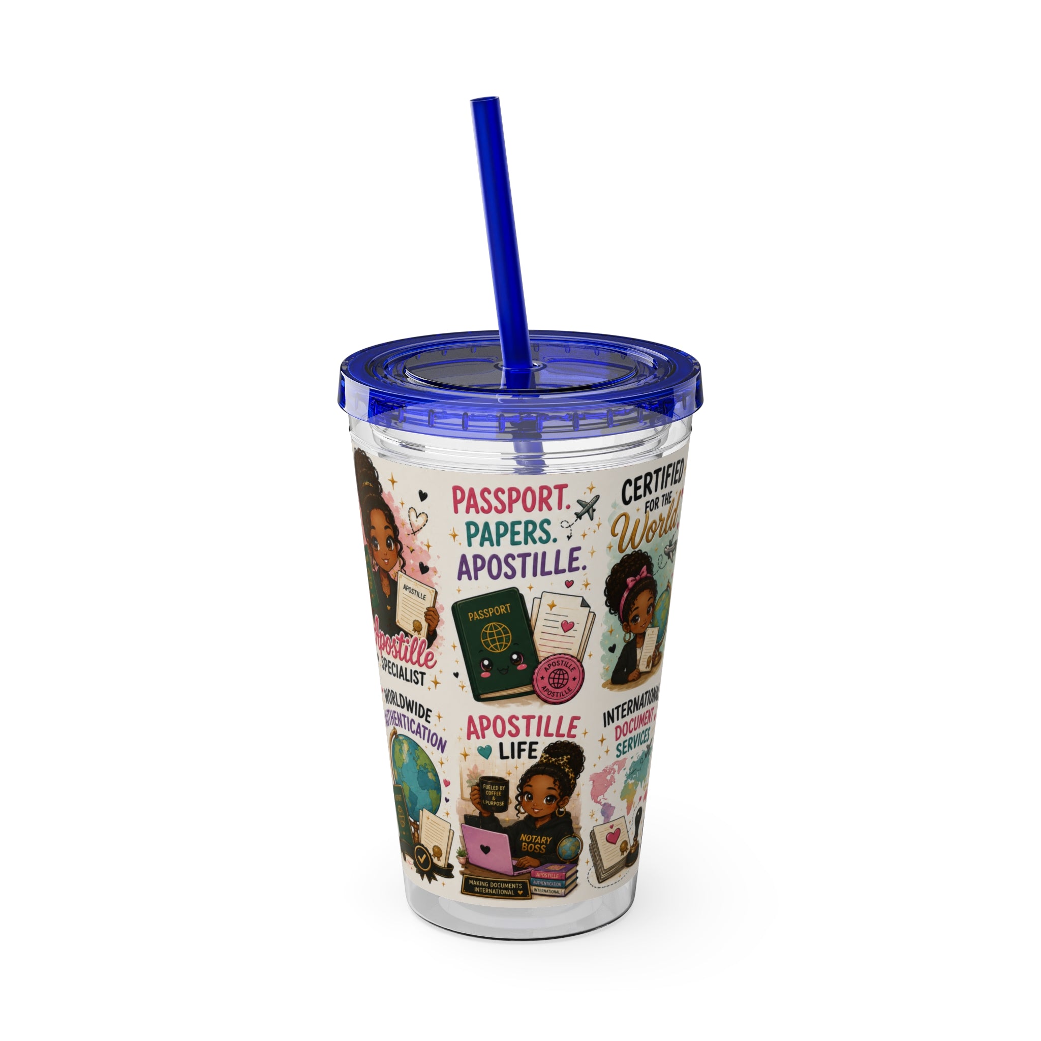 16 oz Acrylic Tumbler – Apostille Specialist Travel Collection | Double-Wall Notary Cup with Straw
