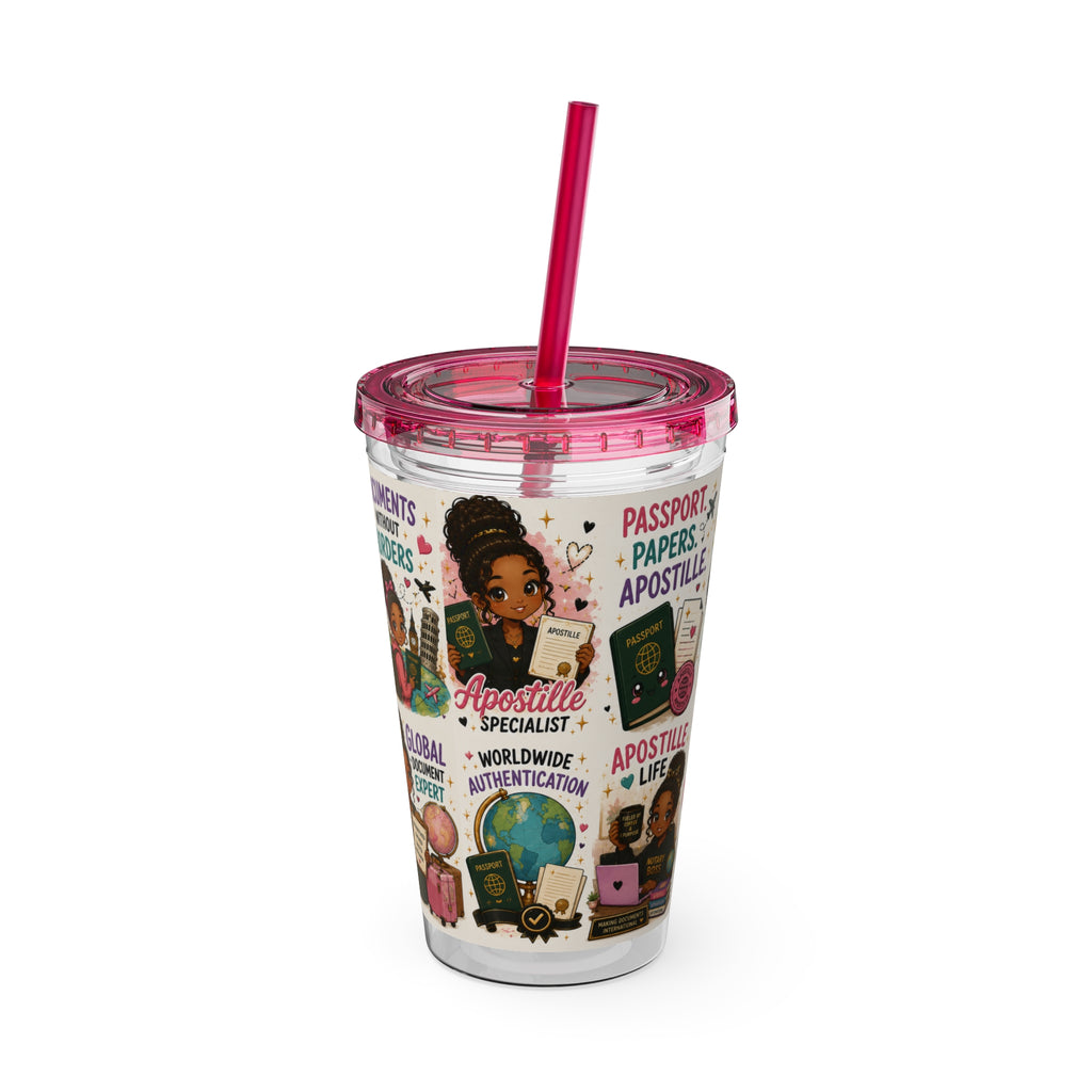 16 oz Acrylic Tumbler – Apostille Specialist Travel Collection | Double-Wall Notary Cup with Straw