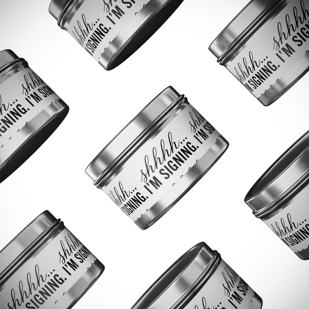 Shhhh... I'm Signing Candle | Funny Notary Gift | Coconut Apricot Wax Tin Candle