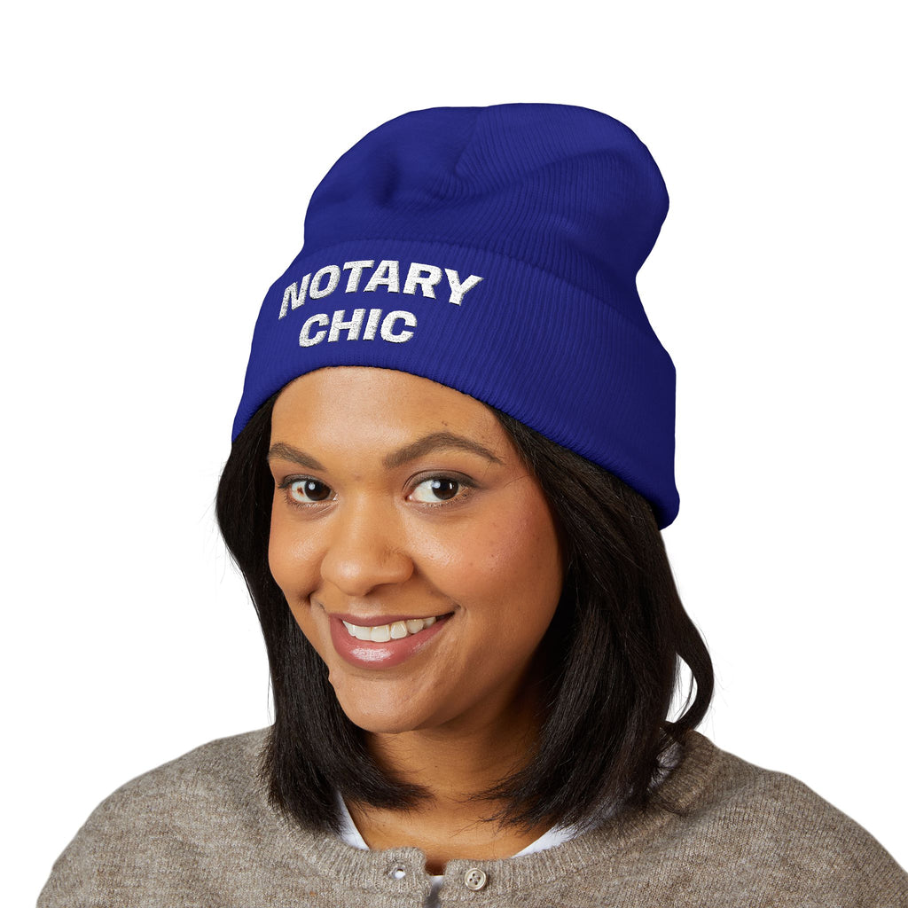 Notary Chic Embroidered Cuffed Beanie | Cozy Notary Public Winter Hat