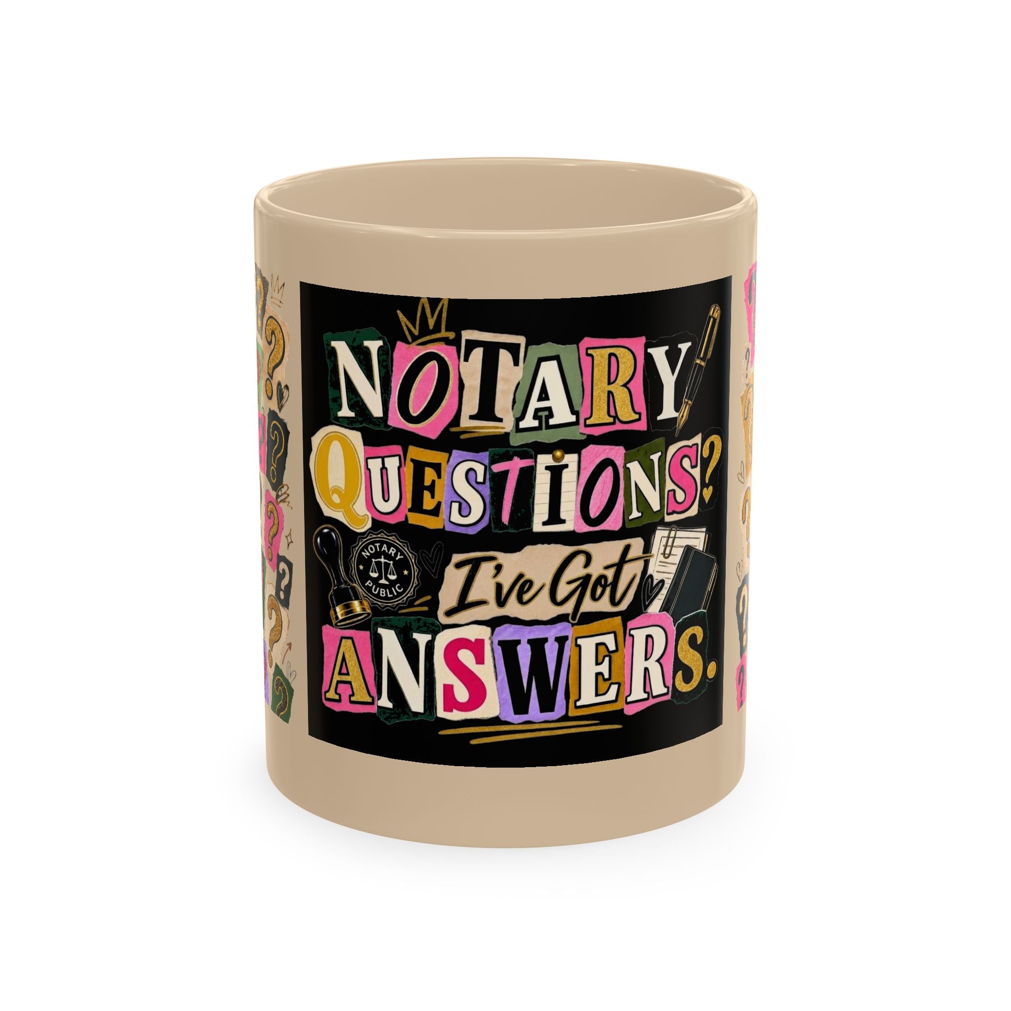 Notary Questions? I’ve Got Answers Ceramic Mug — Colorful Notary Public Coffee Cup