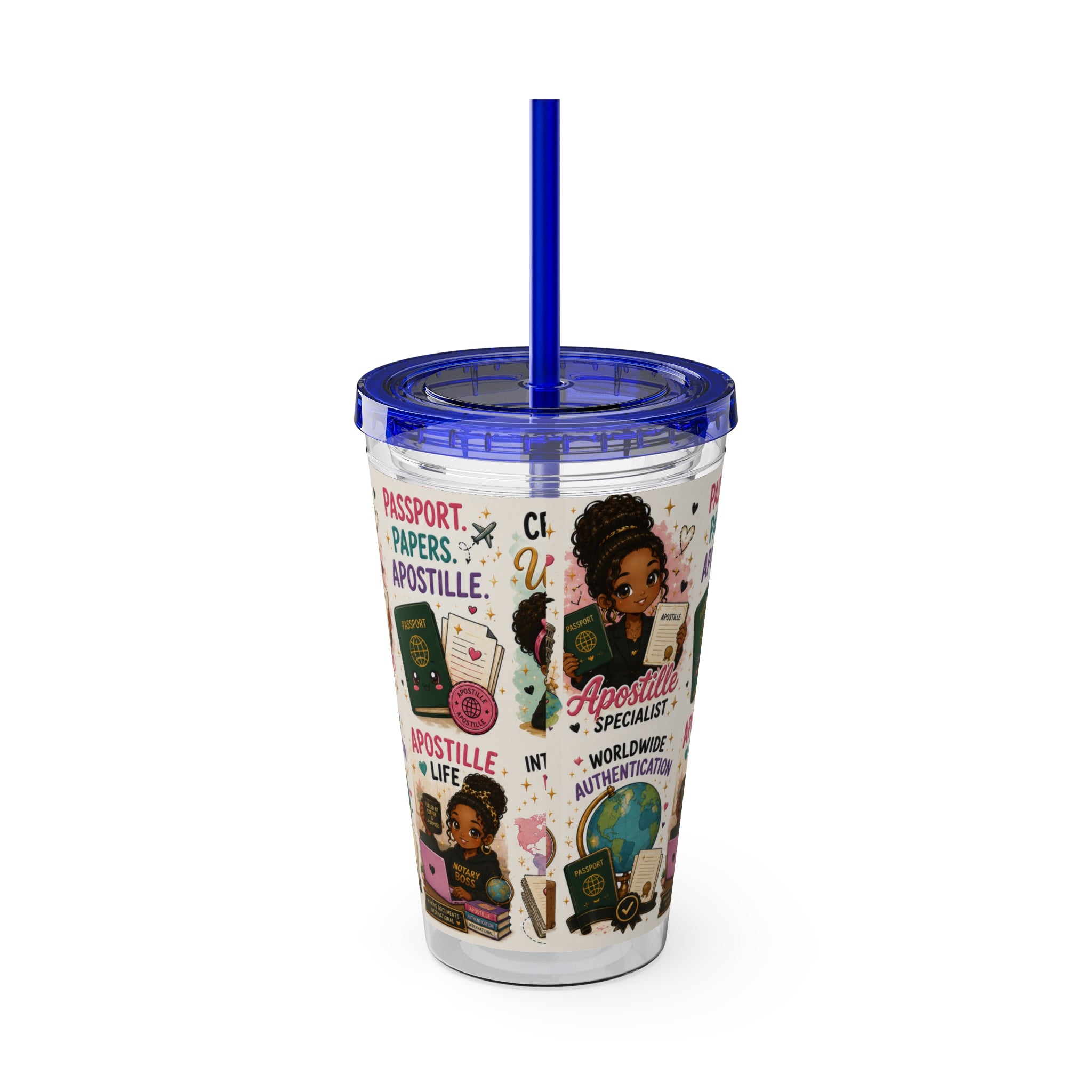 16 oz Acrylic Tumbler – Apostille Specialist Travel Collection | Double-Wall Notary Cup with Straw