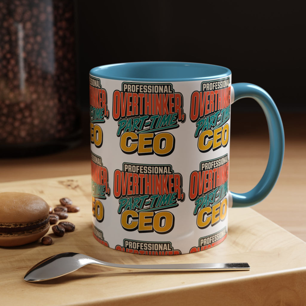 Professional Overthinker Part-Time CEO Mug | Funny Small Business Owner Coffee Cup | Entrepreneur and Side-Hustle Gift