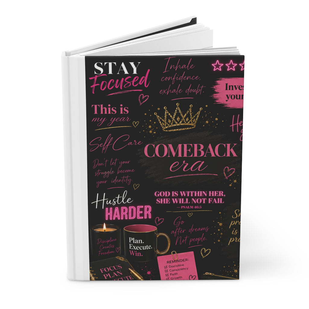 Comeback Era Hardcover Journal | Pink & Gold Motivational Notebook for Women