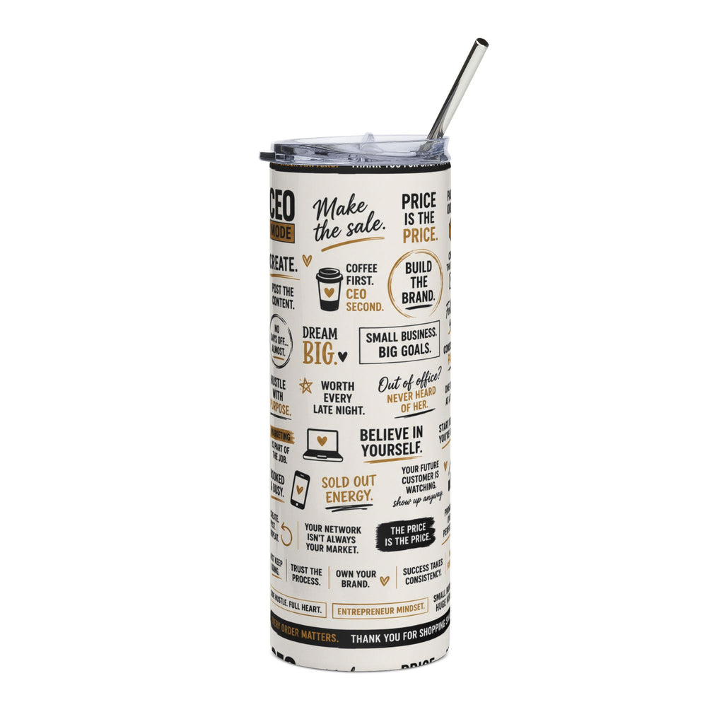 CEO Mode Motivational 20oz Stainless Steel Tumbler | Small Business Owner Gift | Entrepreneur Coffee Travel Cup