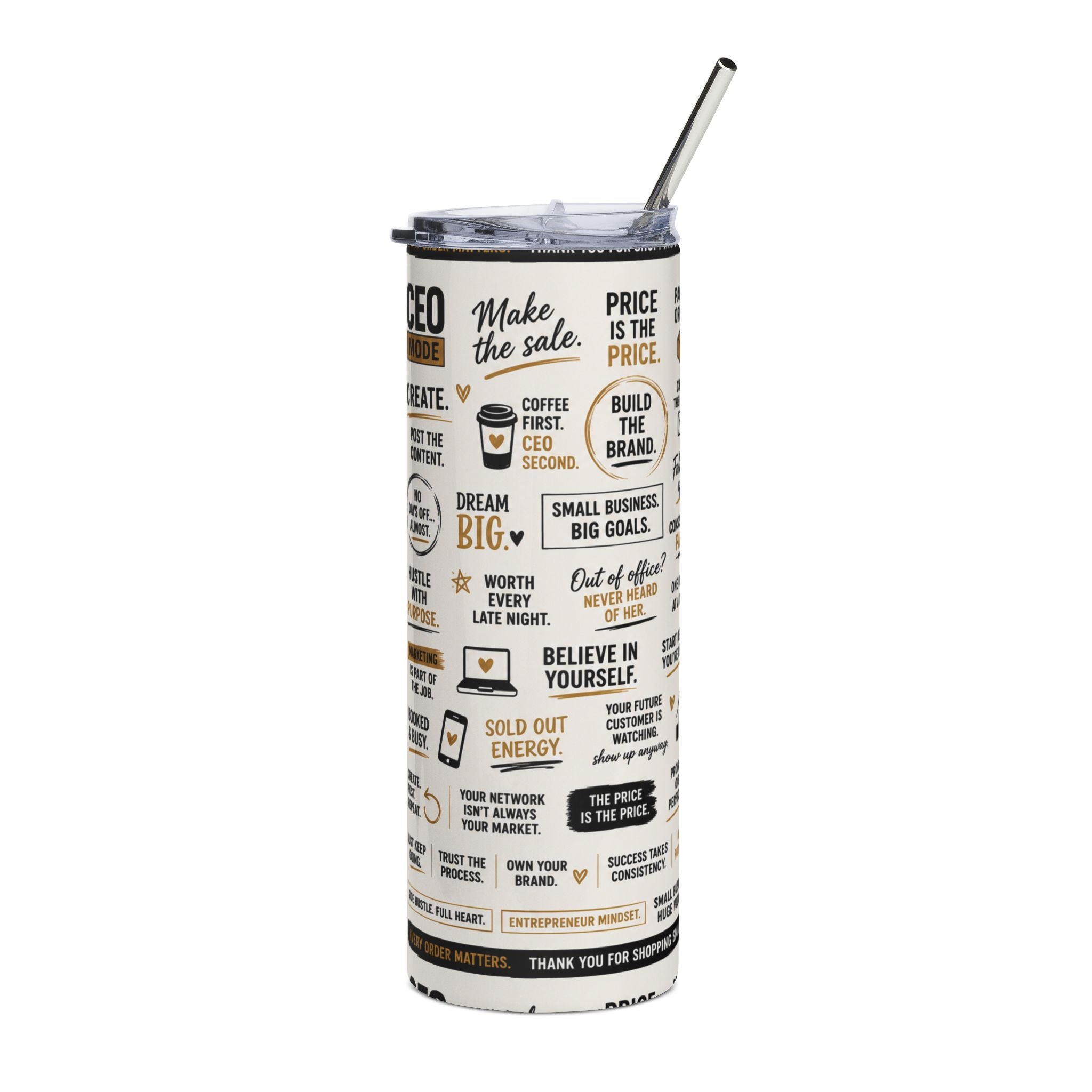 CEO Mode Motivational 20oz Stainless Steel Tumbler | Small Business Owner Gift | Entrepreneur Coffee Travel Cup