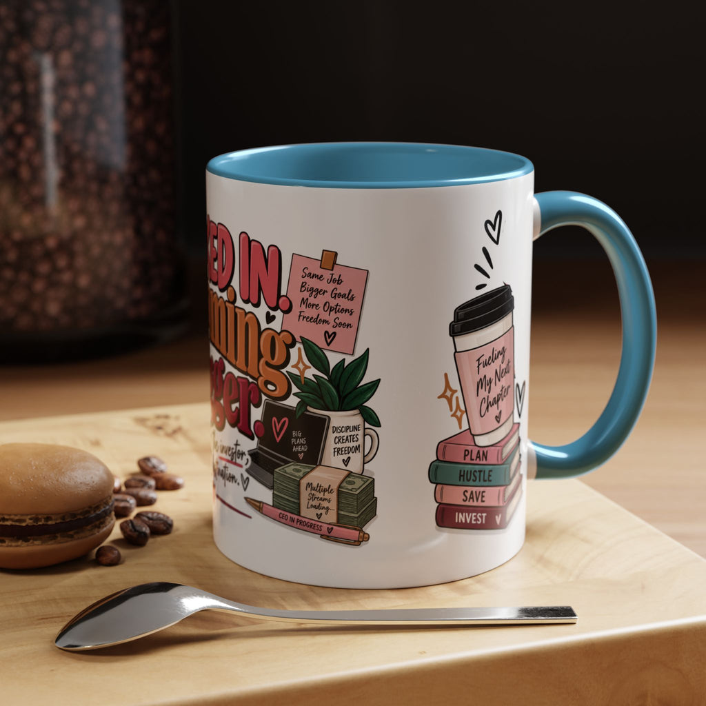 Clocked In, Dreaming Bigger Ceramic Mug — Side Hustle & Entrepreneur Coffee Cup
