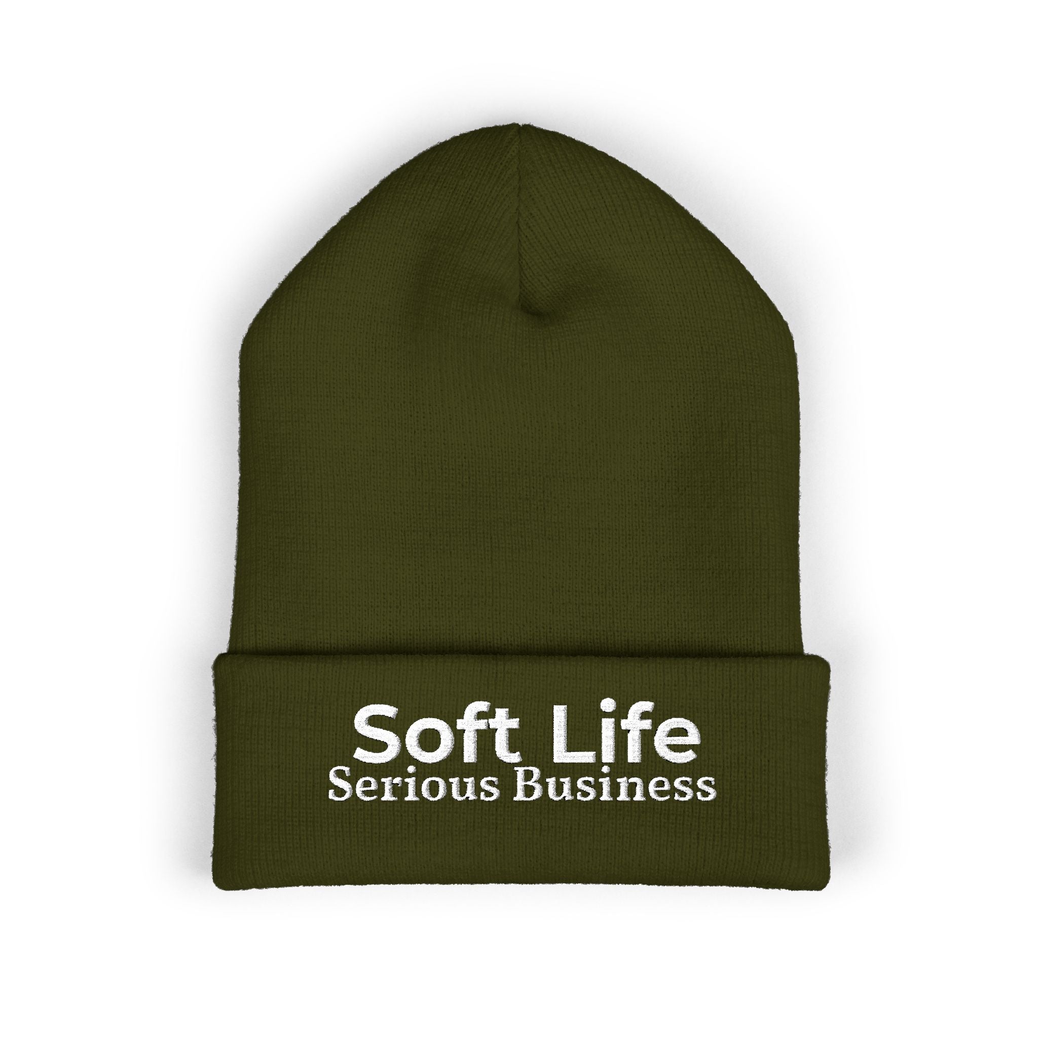 Soft Life. Serious Business. Embroidered Cuffed Beanie | Cozy Entrepreneur Winter Hat