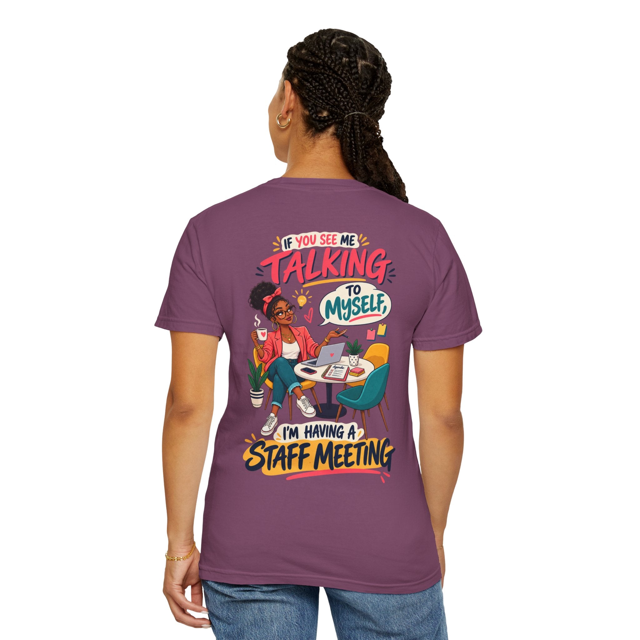 Funny Small Business Owner T-Shirt — “If You See Me Talking to Myself” Staff Meeting Graphic Tee