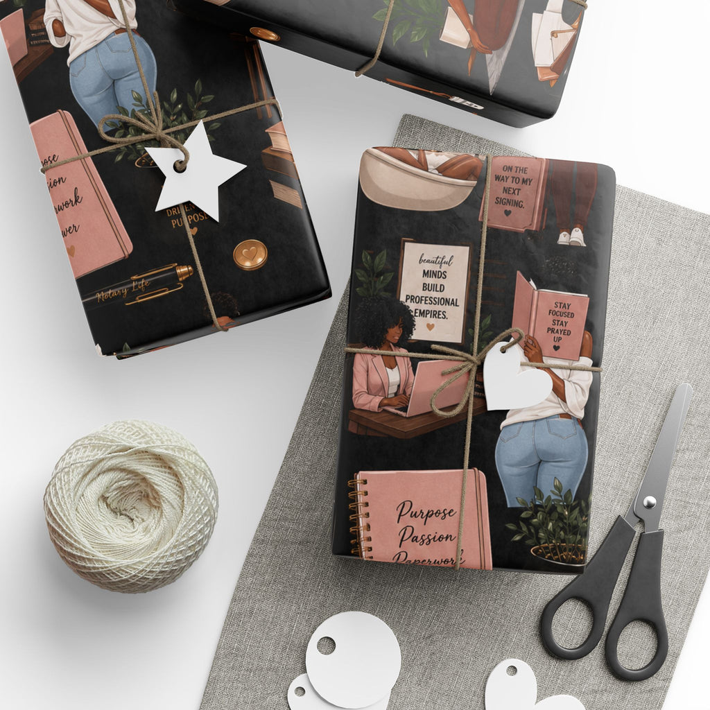 Notary Boss Self-Care Wrapping Paper – Professional Women Gift Wrap💗✍🏾🎁✨