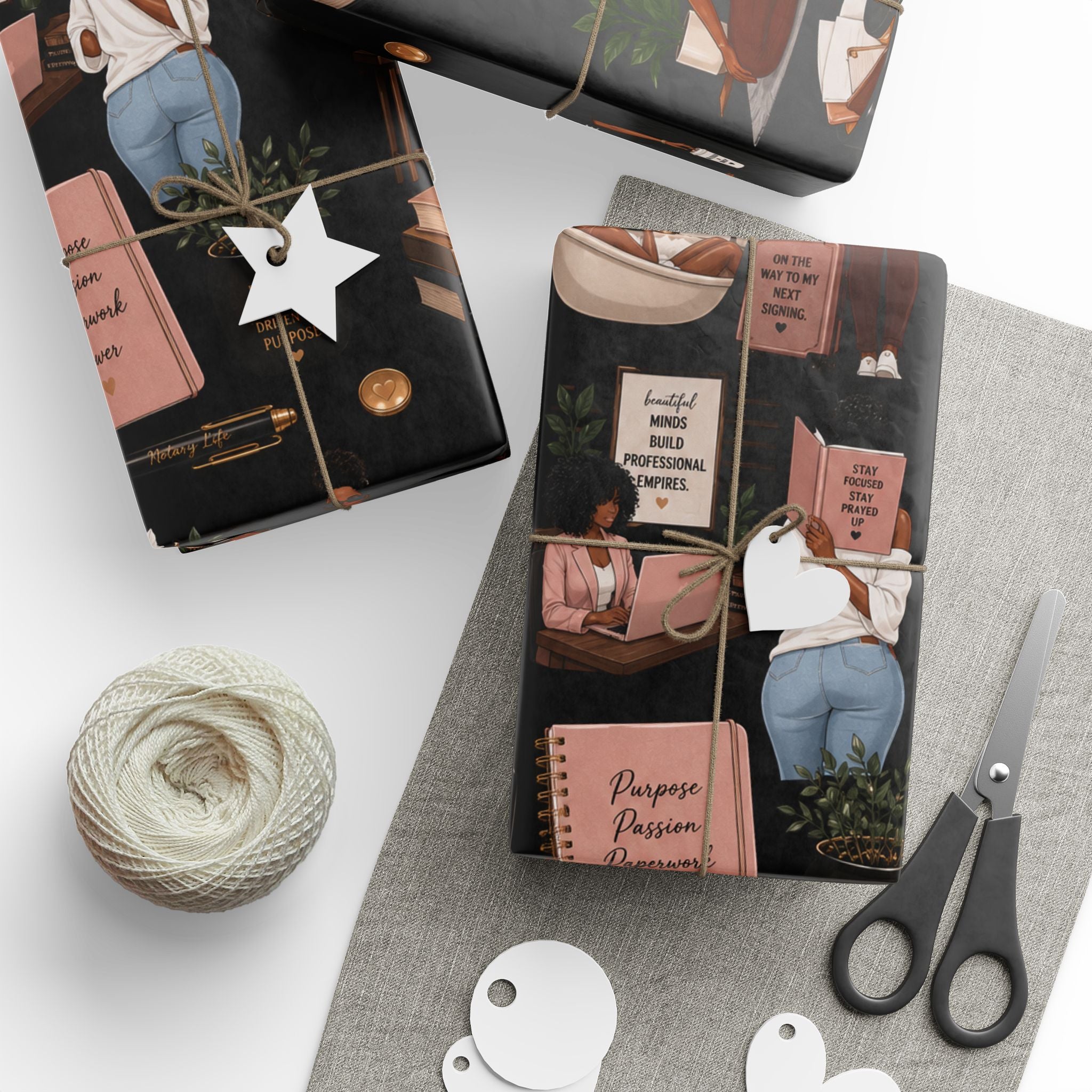 Notary Boss Self-Care Wrapping Paper – Professional Women Gift Wrap💗✍🏾🎁✨