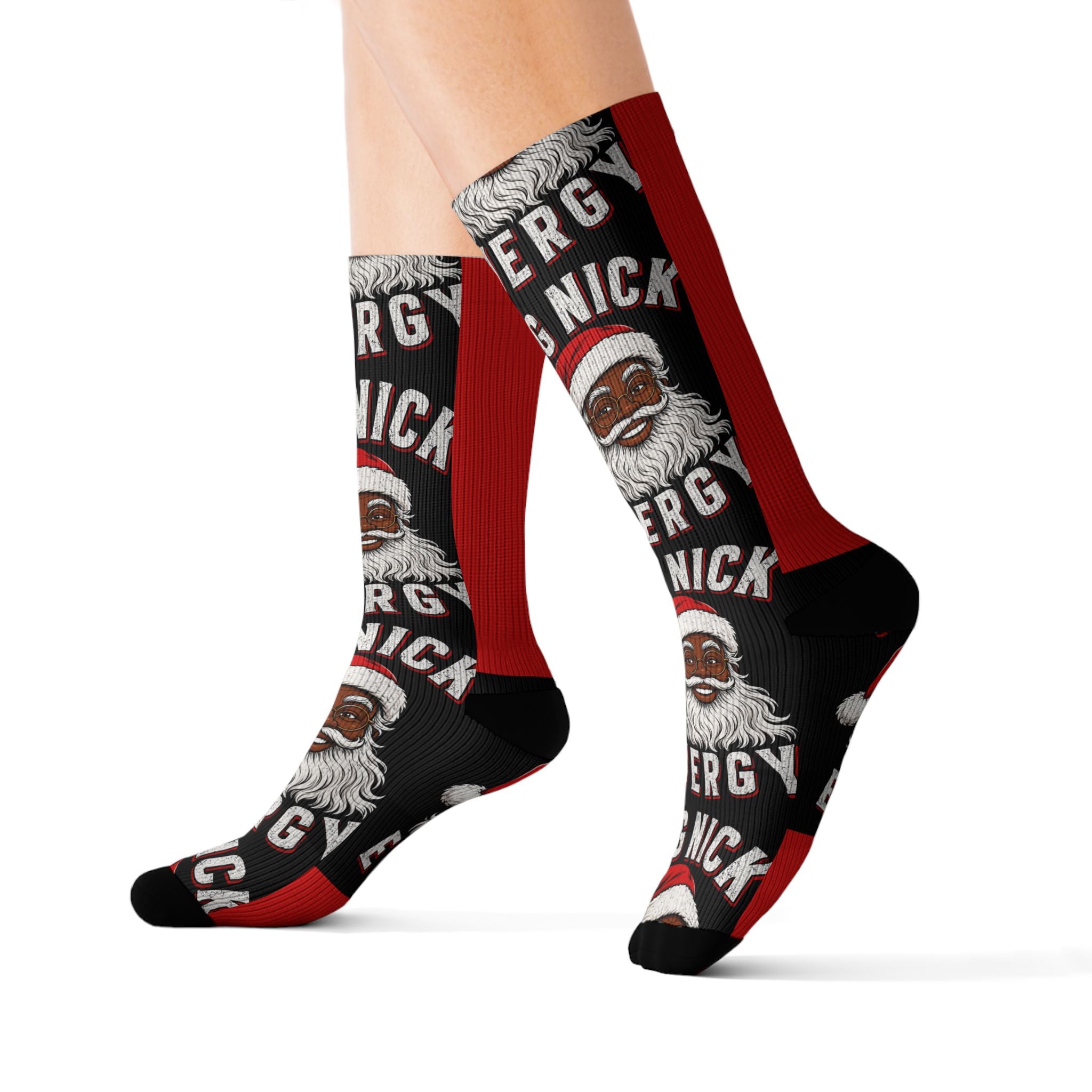 Big Nick Energy Christmas Socks | Funny Santa Holiday Crew Socks | Festive Stocking Stuffer