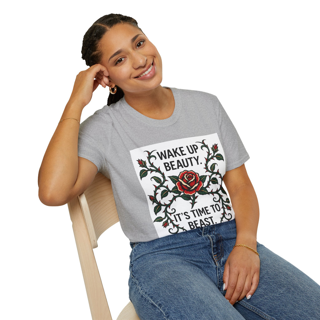 Wake Up Beauty, It’s Time to Beast Tee — Rose & Thorn Graphic Shirt